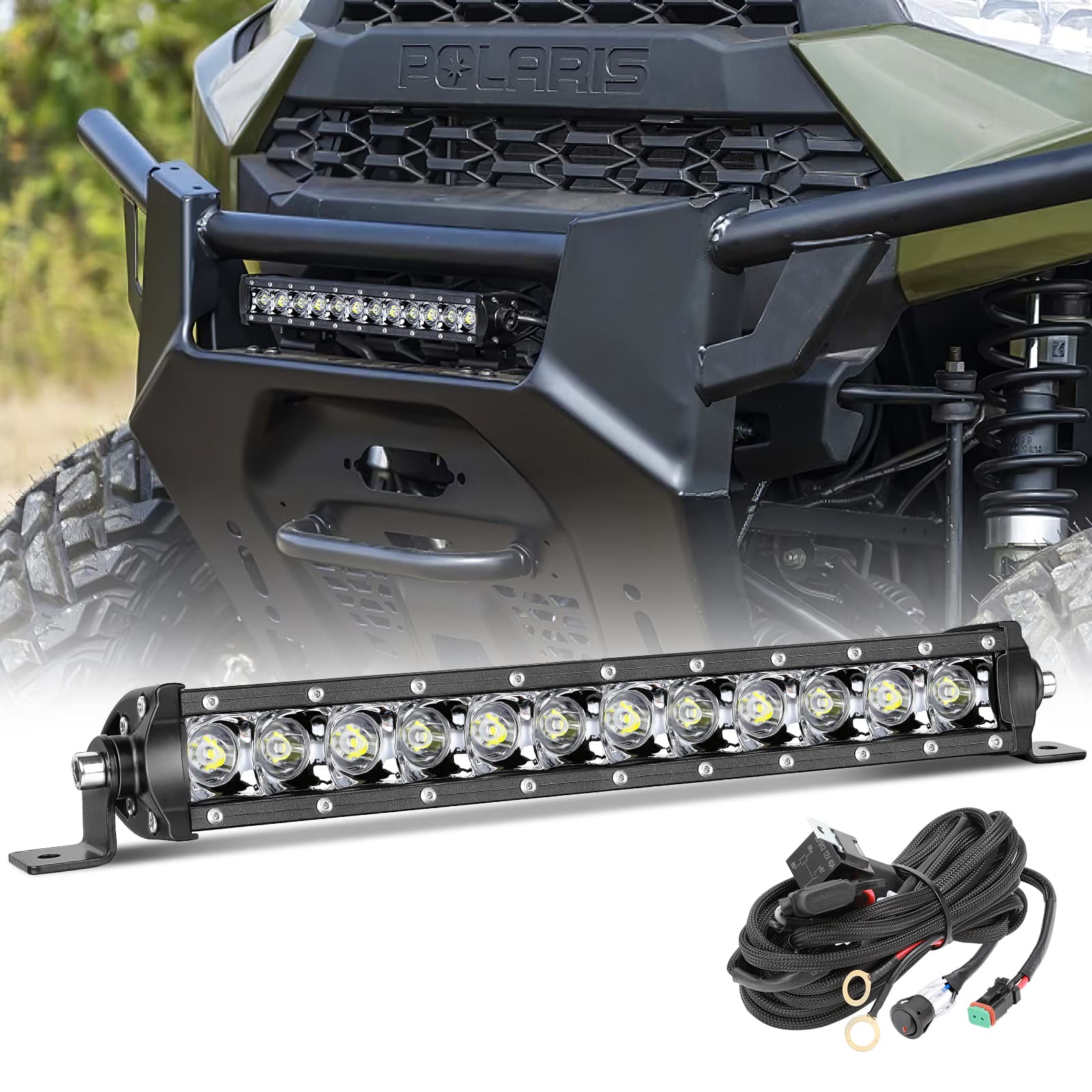 12 Inch Light Bar 2026 Upgraded, Lumimotor Single Row Slim LED Light Bar Spot Beam Off Road Light for Truck SUV F150 Ram Silvera
