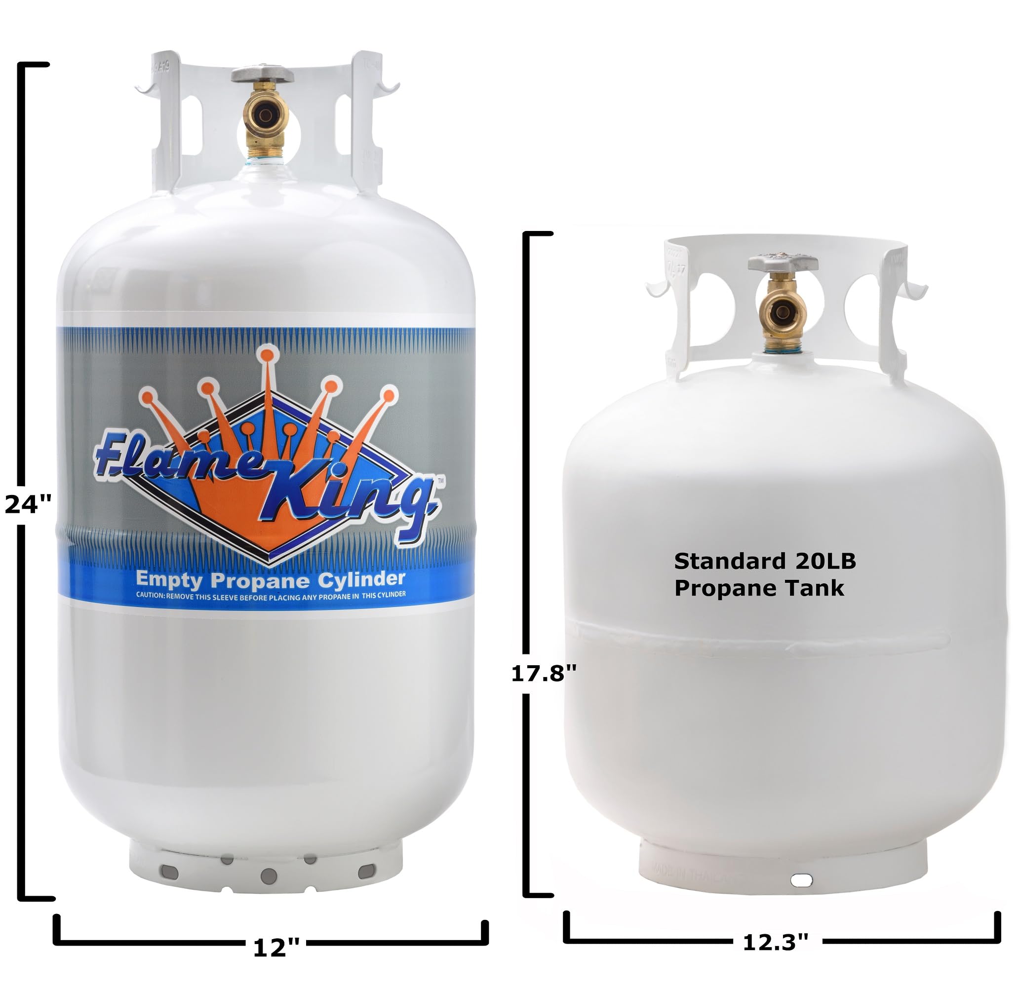 Flame King Ysn-301 30 Pound Steel Propane Tank Cylinder With Type 1 Overflow Protection Device Valve Dot And Tc Compliant, White