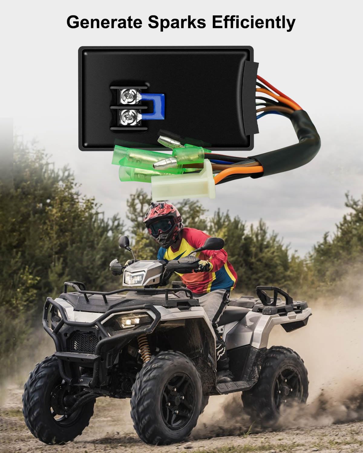 WUMZIJ 5PCS CDI Ignition Coil Kit for Polaris Sportsman 90 & Scrambler 90 with Voltage Regulator & Spark Plug, 2001-2007
