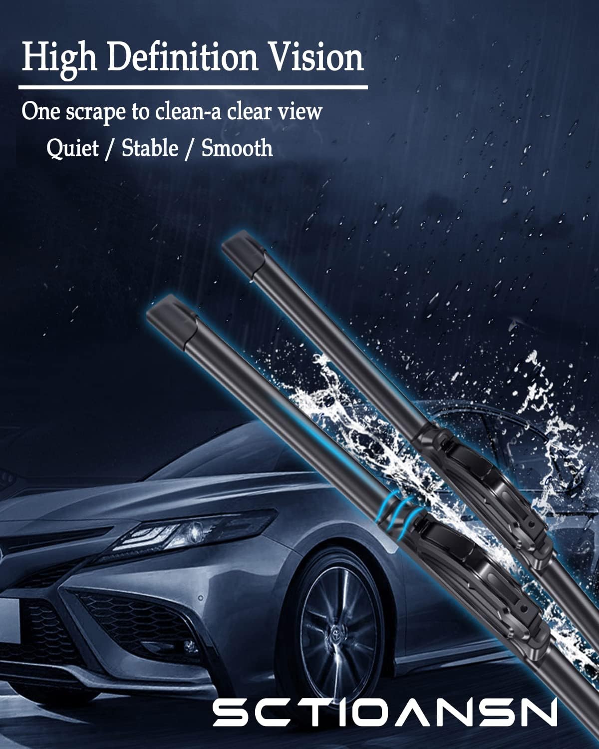 Sctioansn Oem Quality 26' + 17' Premium All-Seasons Auto Windshield Wiper Blades J-Hook(Set Of 2)