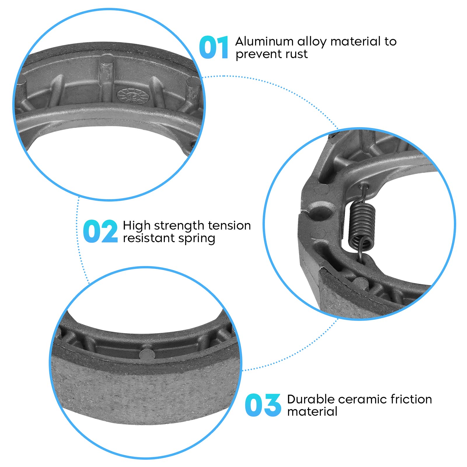 Front Rear Brake Shoes for Honda ATC 200 200E 200ES 200M 200S 81-86, TRX 90 90EX 90X 1993-2022, TRX125 85-88 303-1 Set