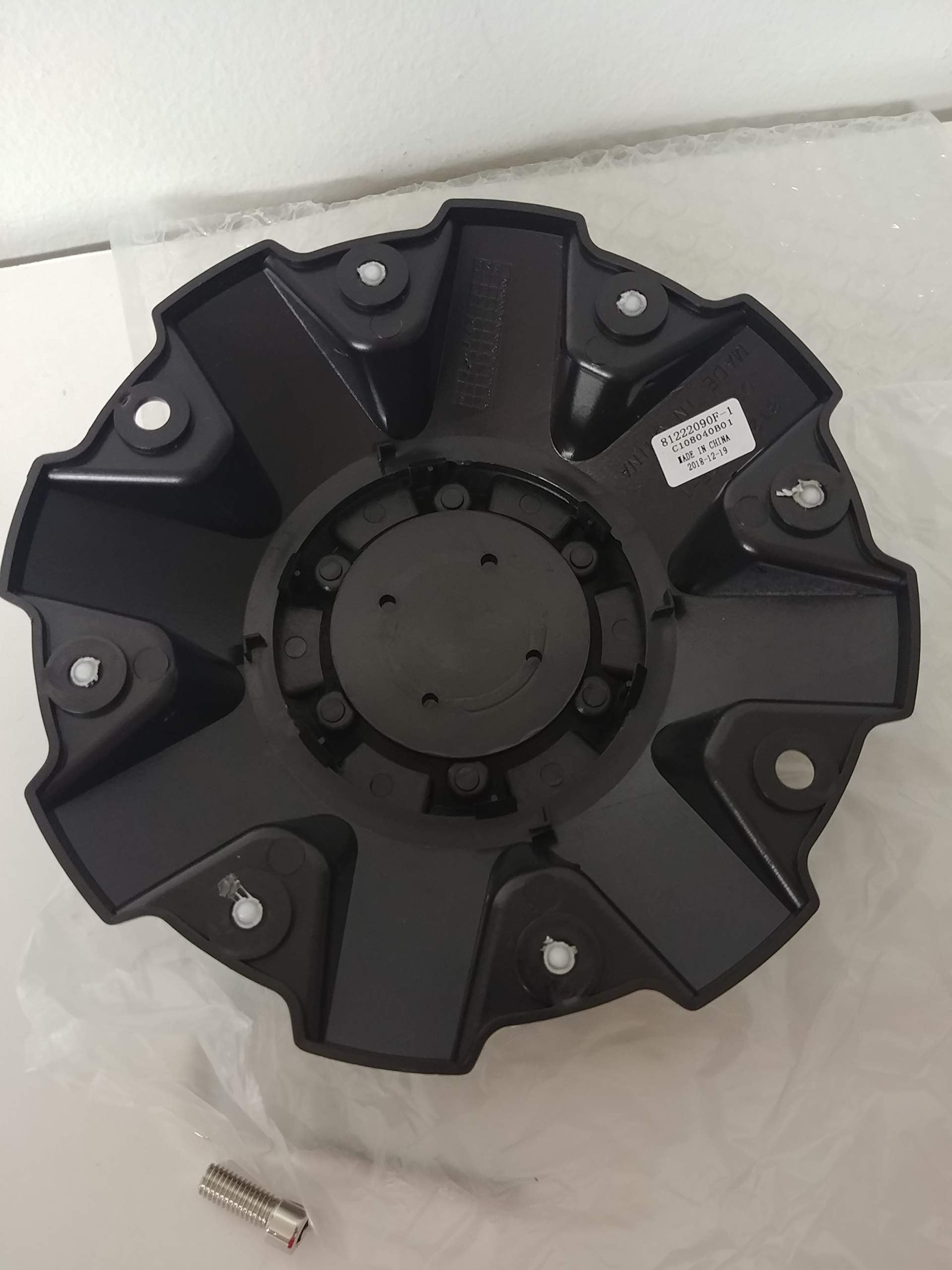 Mayhem Wheels Black Center Cap with 2 Mounting Screws, Gloss Black, Model C108040B01