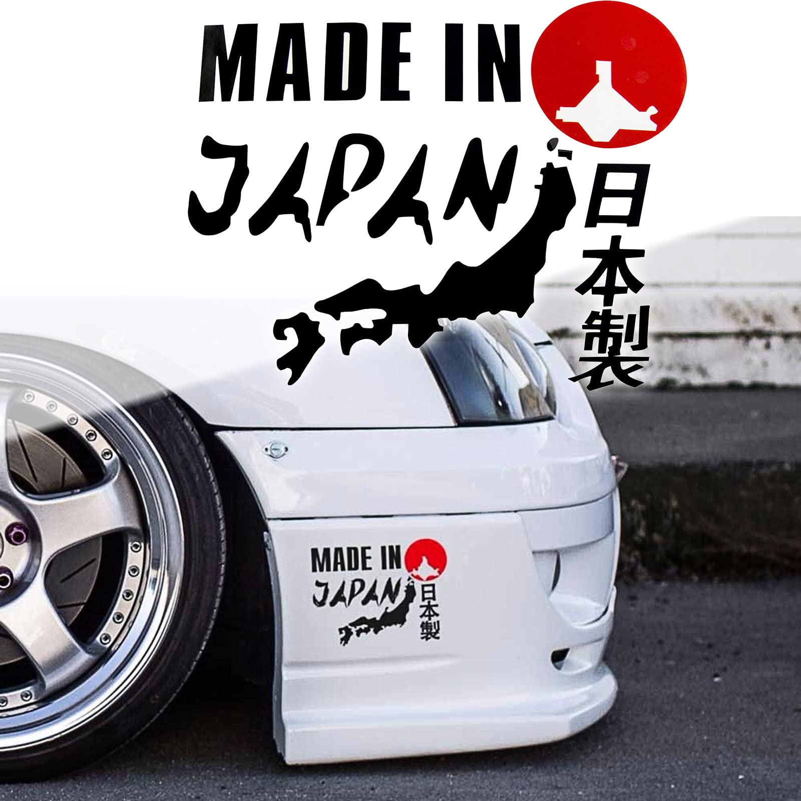Xotic Tech 1x Made in Japan Rising Sun Kanji Black Nippon Map Decal Vinyl Sticker Funny Cool Decoration for Automotive Car Lapto
