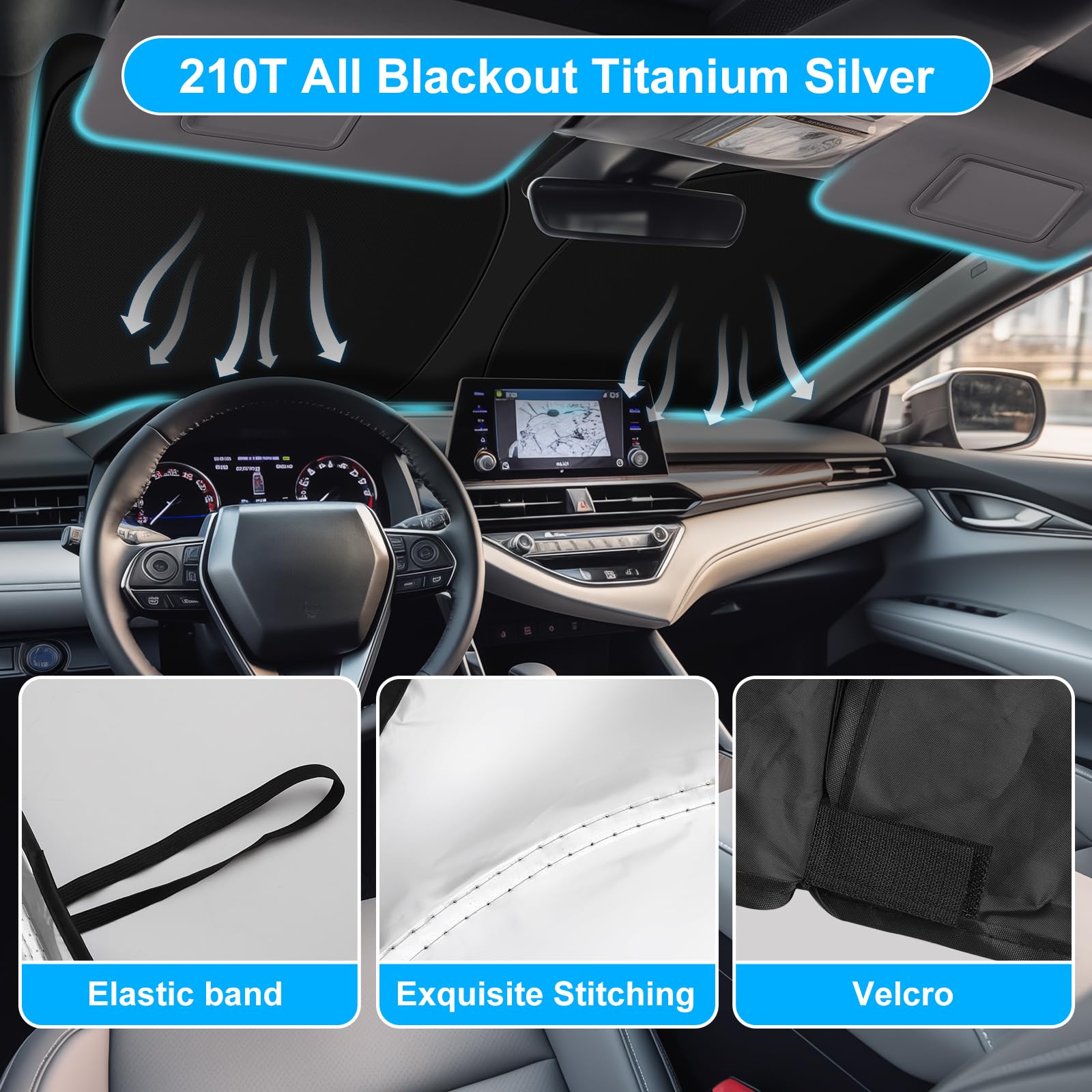 Shinehome Car Windshield Sun Shade Compatible With 2025 2024 2023 2022 2021 2020 2019 2018 Camry Le Xle Hybrid Se Xse Sedan Acce