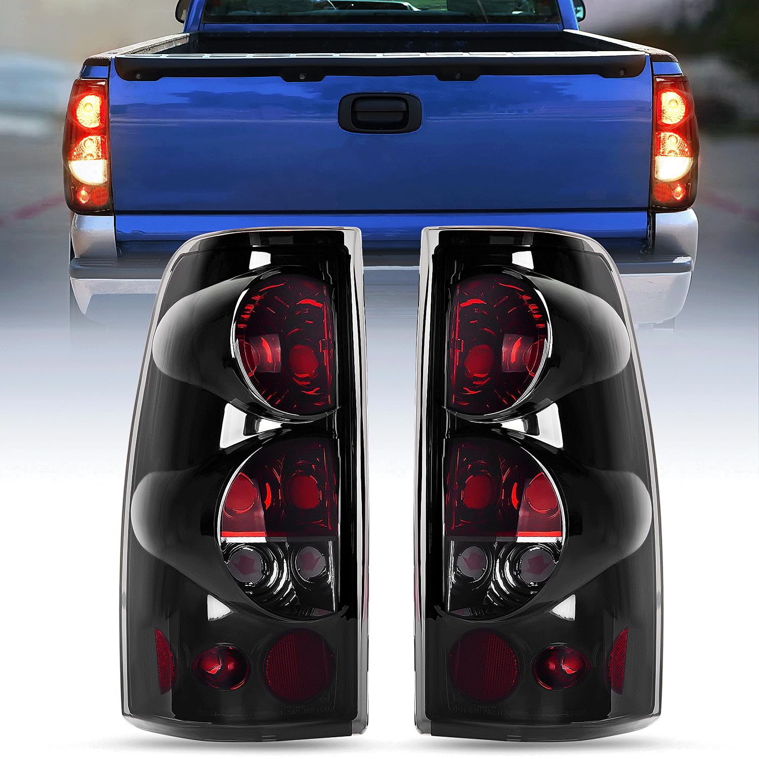 Nilight Taillight Assembly For 1999 2000 2001 2002 2003 2004 2005 2006 2007 Chevy Silverado 1500 2500 3500 1999-2002 Gmc Sierra