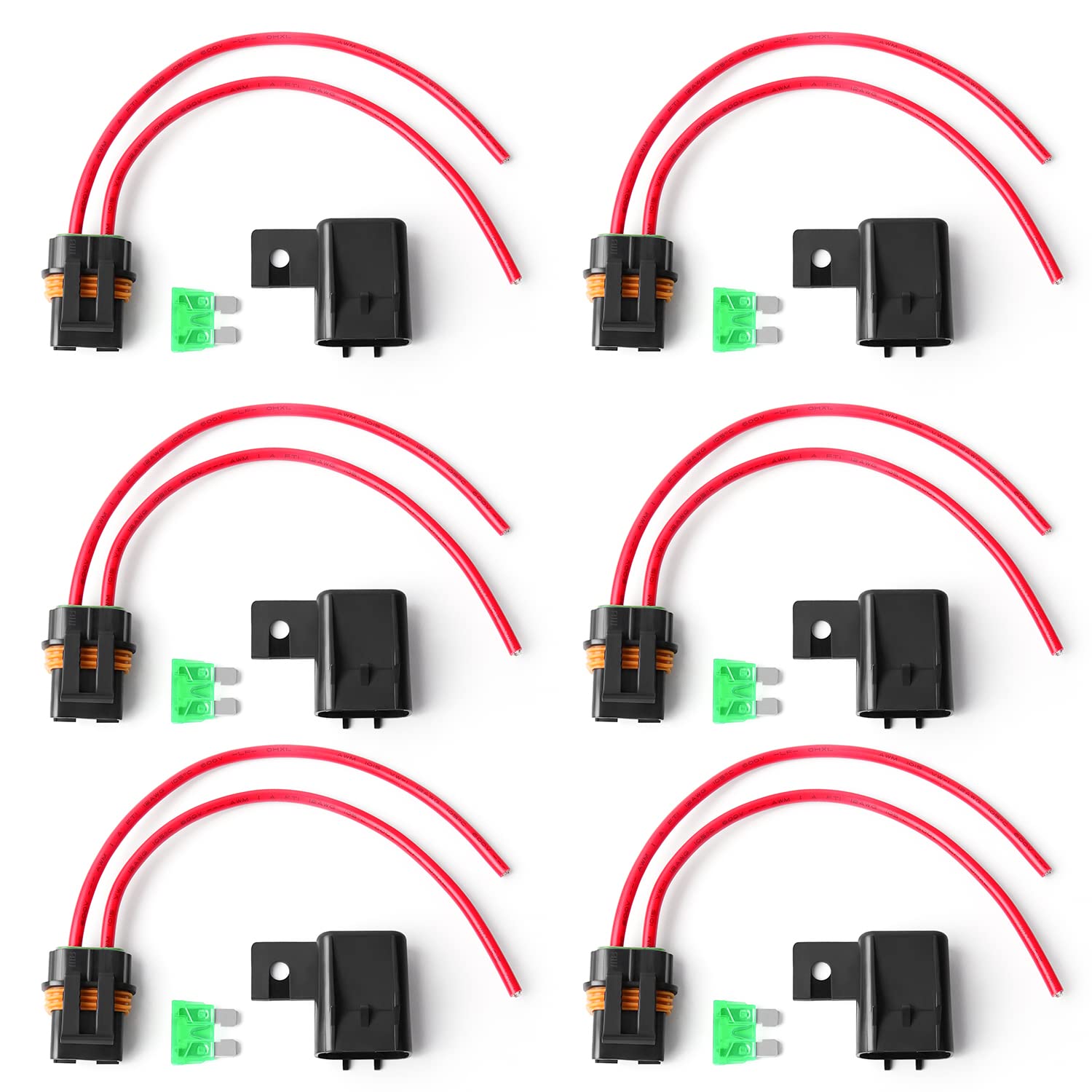 Newdeli Waterproof Inline Fuse Holder 12V with Cover 6 Pack - Automotive/Marine/Vehicle Weatherproof ATO/ATC Blade Fuse Holder 1