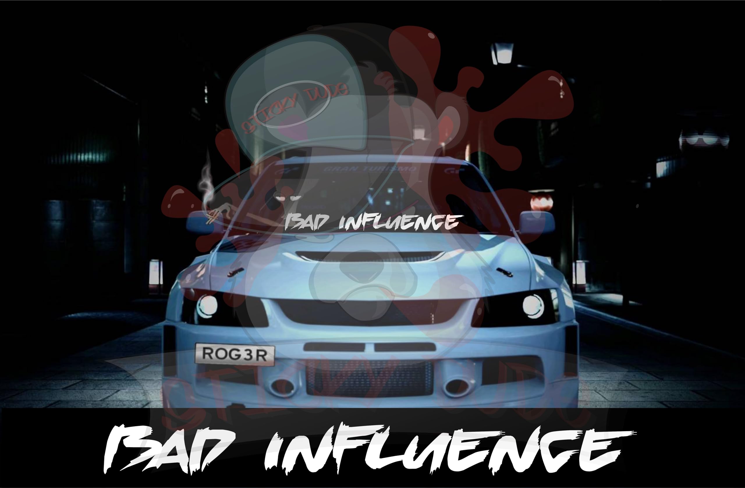 Bad Influence Windshield Decal Car Sticker Banner Jdm Vinyl Graphics, 35 X 4 Inches - Solid White (Only Fonts) Vinyl