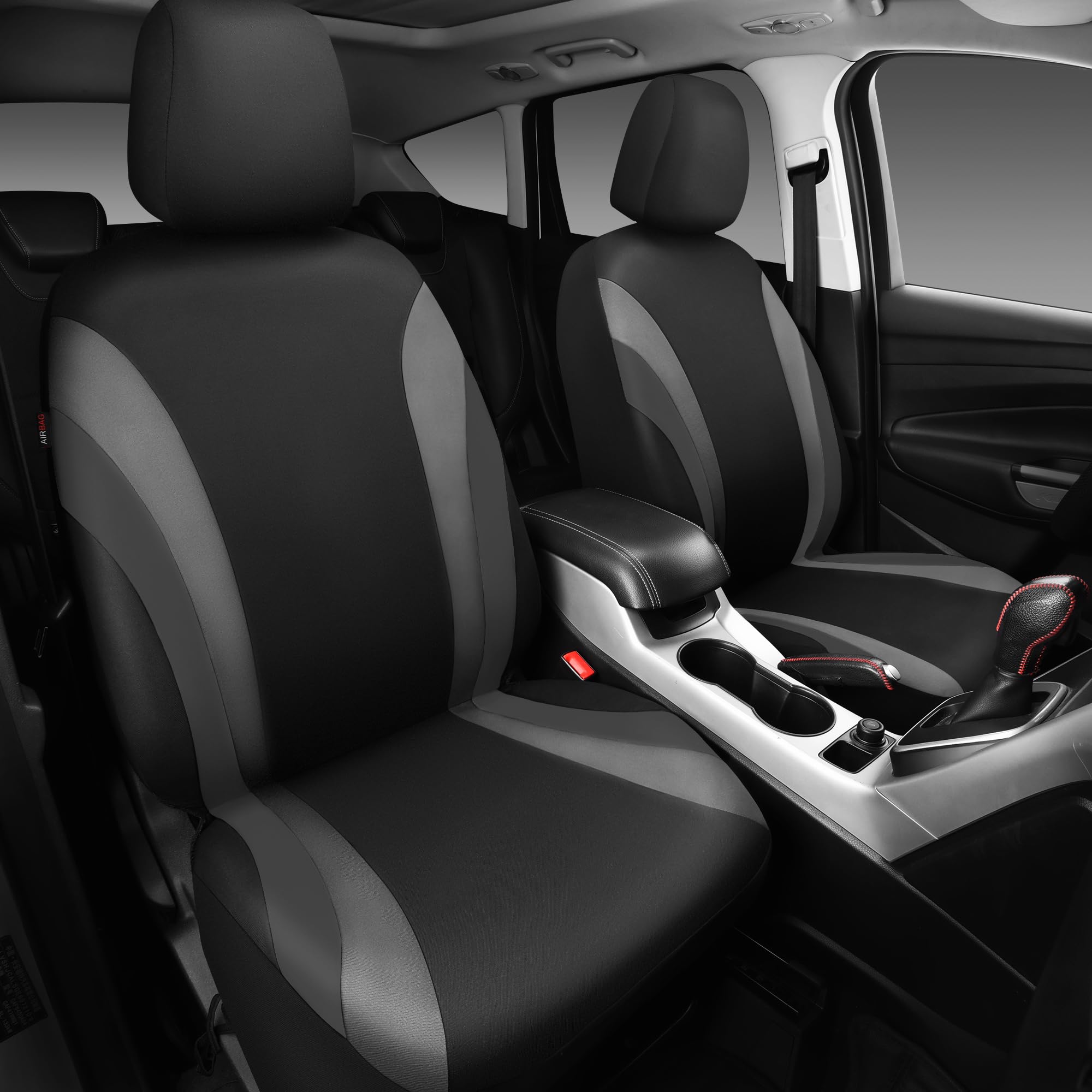 Car Pass Line Rider Sporty Front Seat Covers,Gray Car Seat Covers Two Front Seats Only, Airbag Compatible,Universal Fit Sedans,C