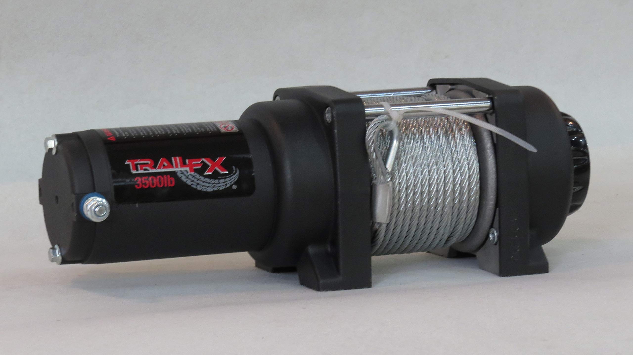 TrailFX W35B ATV Winch 3500 lb Line Pull 50 Foot Steel Cable 4-Way Roller Fairlead 250A Electric Wired Remote and Handlebar Swit
