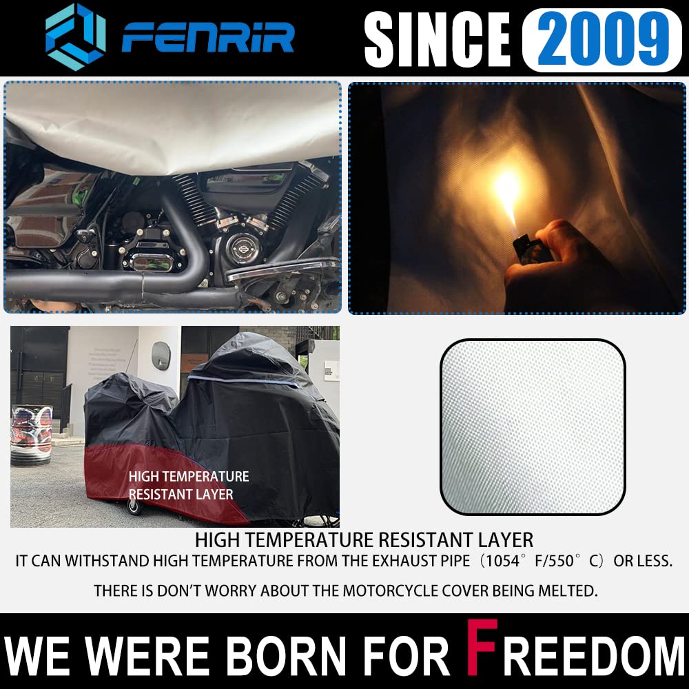Fenrir 111'' Trike Motorcycle Cover Waterproof Outdoor Storage Exhaust Pipe Anti-Scalding Antenna Hole For Harley Davidson Freew