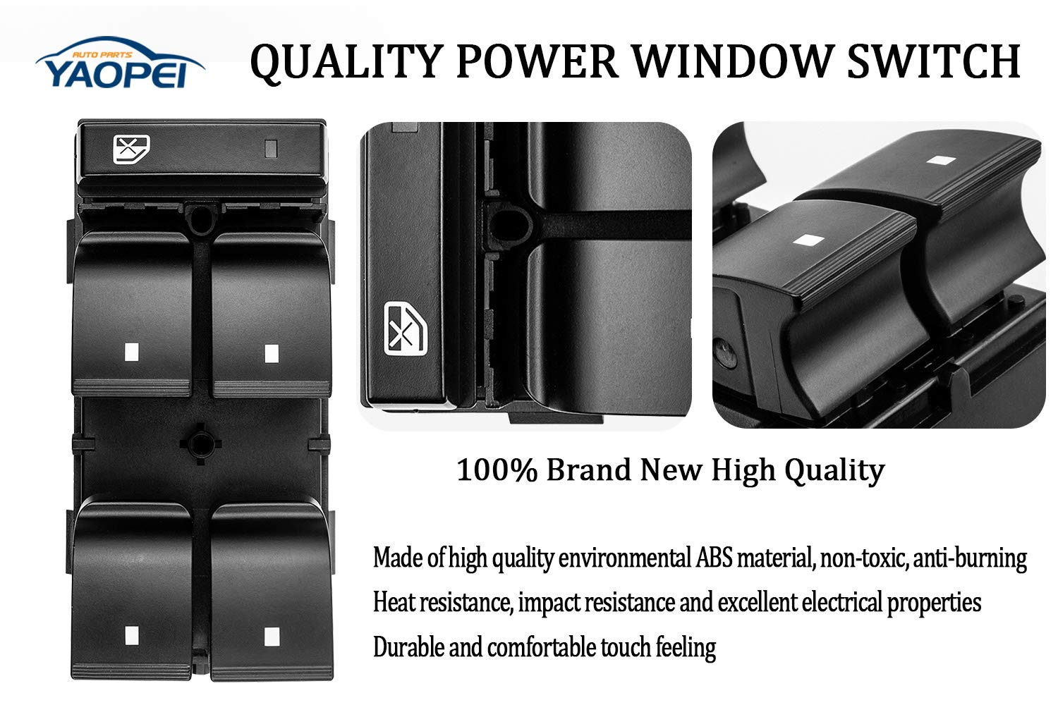 YAOPEI Driver Side Master Power Window Switch 20945129 Black for 2007-2013 Chevy Silverado GMC Sierra Yukon HHR 1500 2500HD 3500HD