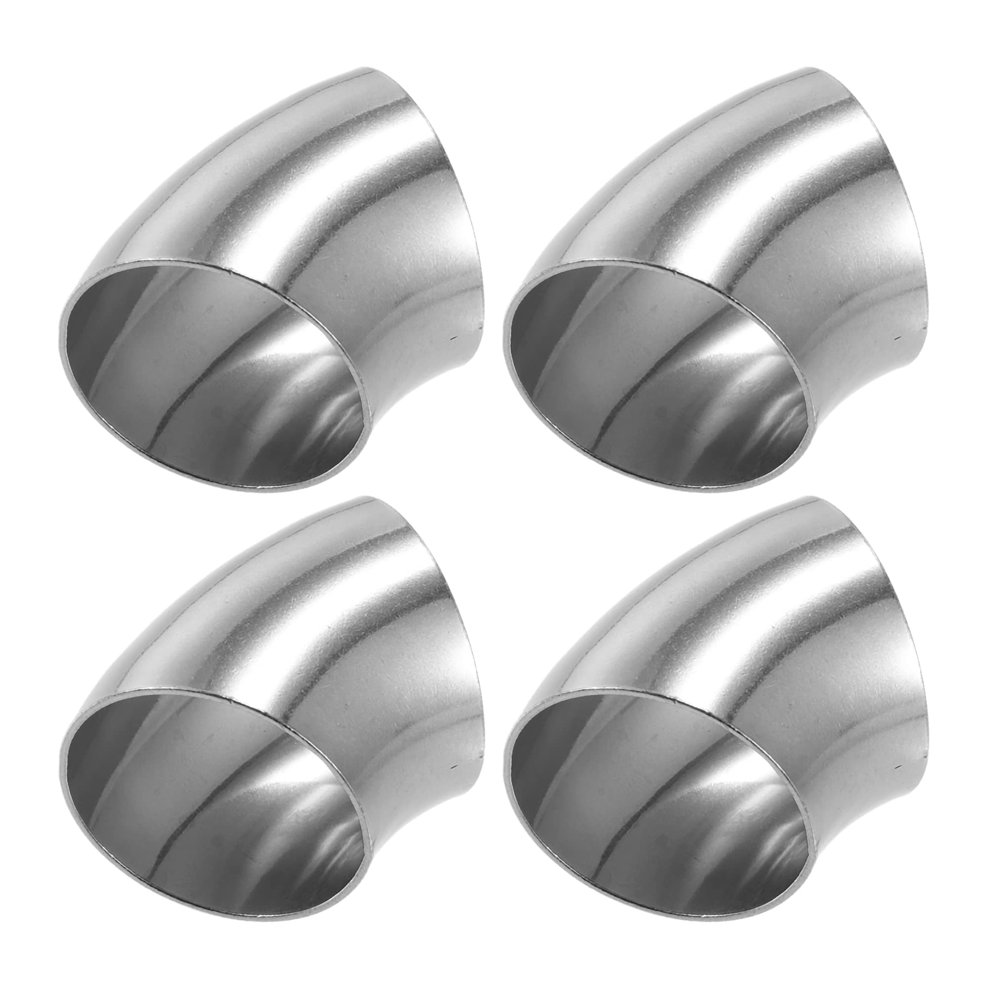 X AUTOHAUX 4 Pcs OD 2 Inch 45 Degree SS304 Stainless Steel Bend Tube Exhaust Elbow Pipe for Car Modified Exhaust System 2'' Pipi