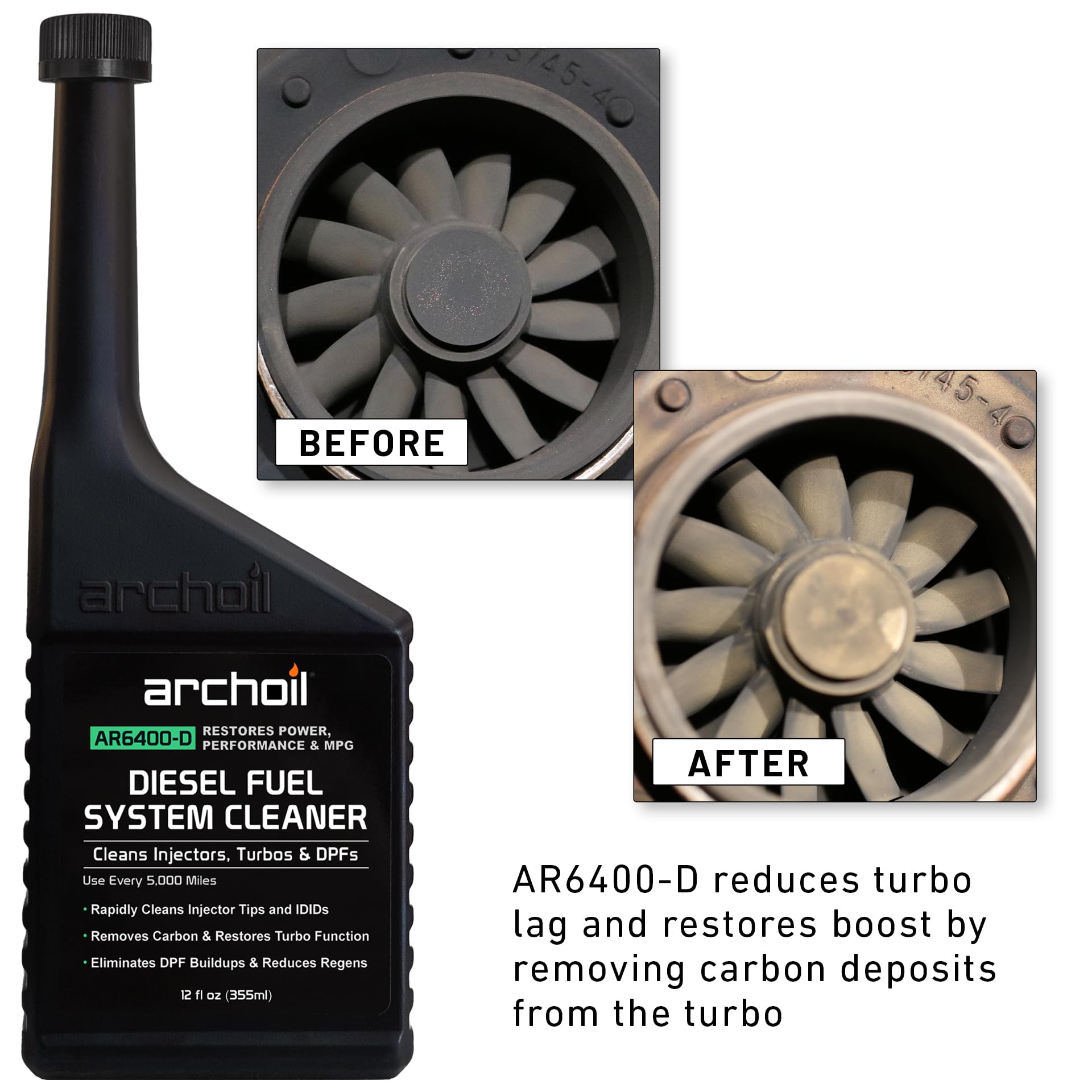 Archoil AR6400-D Diesel Fuel System Cleaner - Cleans Injectors, Turbo & DPF, Four Pack