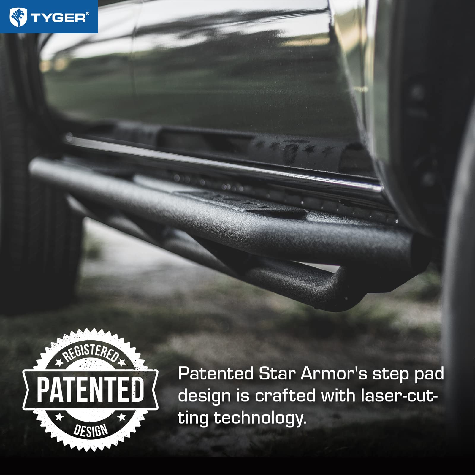 Tyger Auto Side Step Rails | Carbon Steel Nerf Bars | Crew Cab | Textured Black | Model TG-AM2D20608 | Fits 2019-2025 Ram 1500