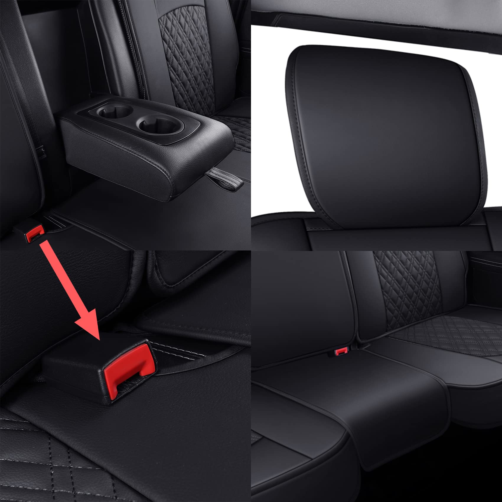 YIERTAI Car Seat Covers for Dodge Ram 2009-2023, Custom Fit, Waterproof Faux Leather, Black, Model HM-YFRAM-HP-BLACK, Split Bench 40