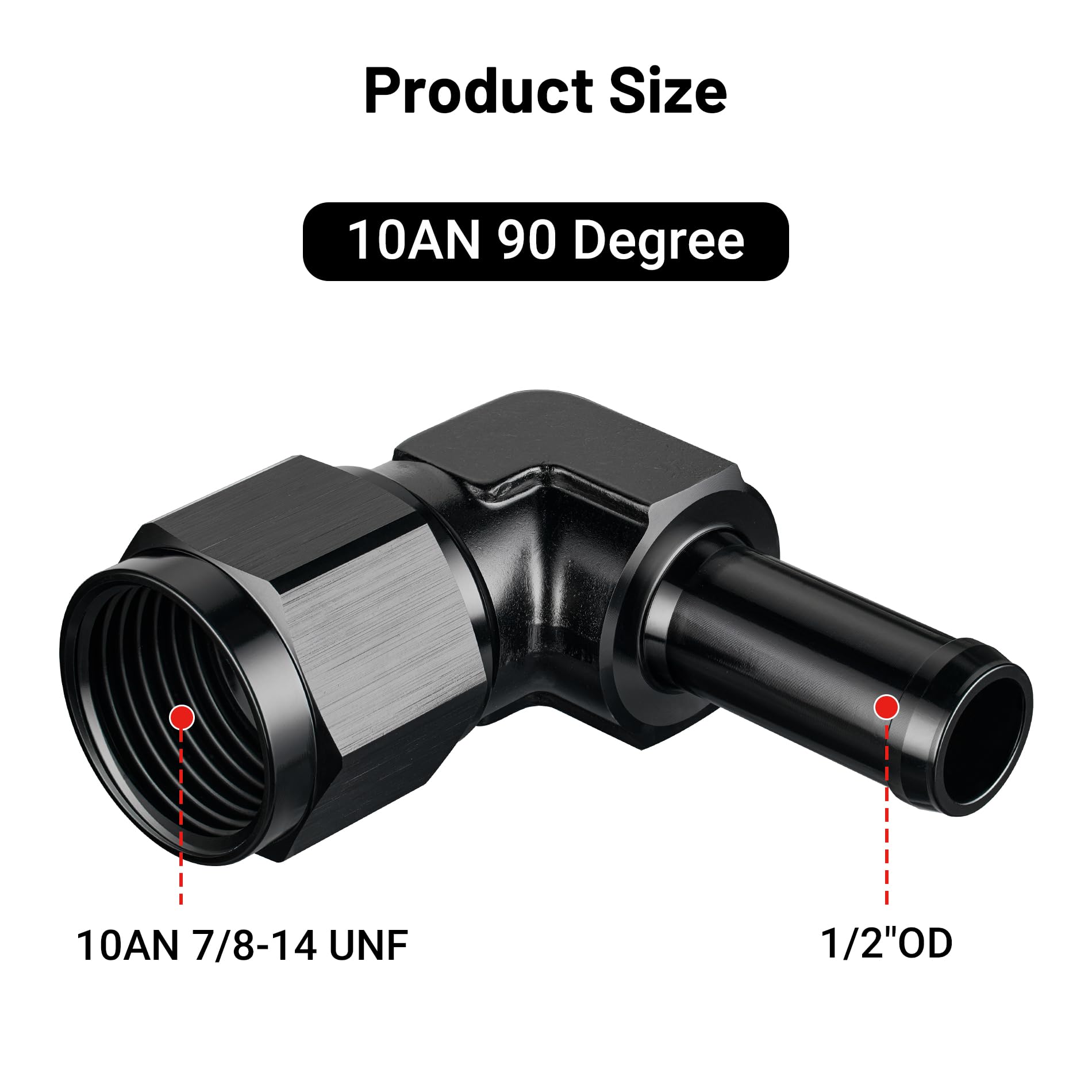 EVIL ENERGY 10AN Female to 1/2'' Barb Hose Fitting 90 Degree Swivel 2PCS