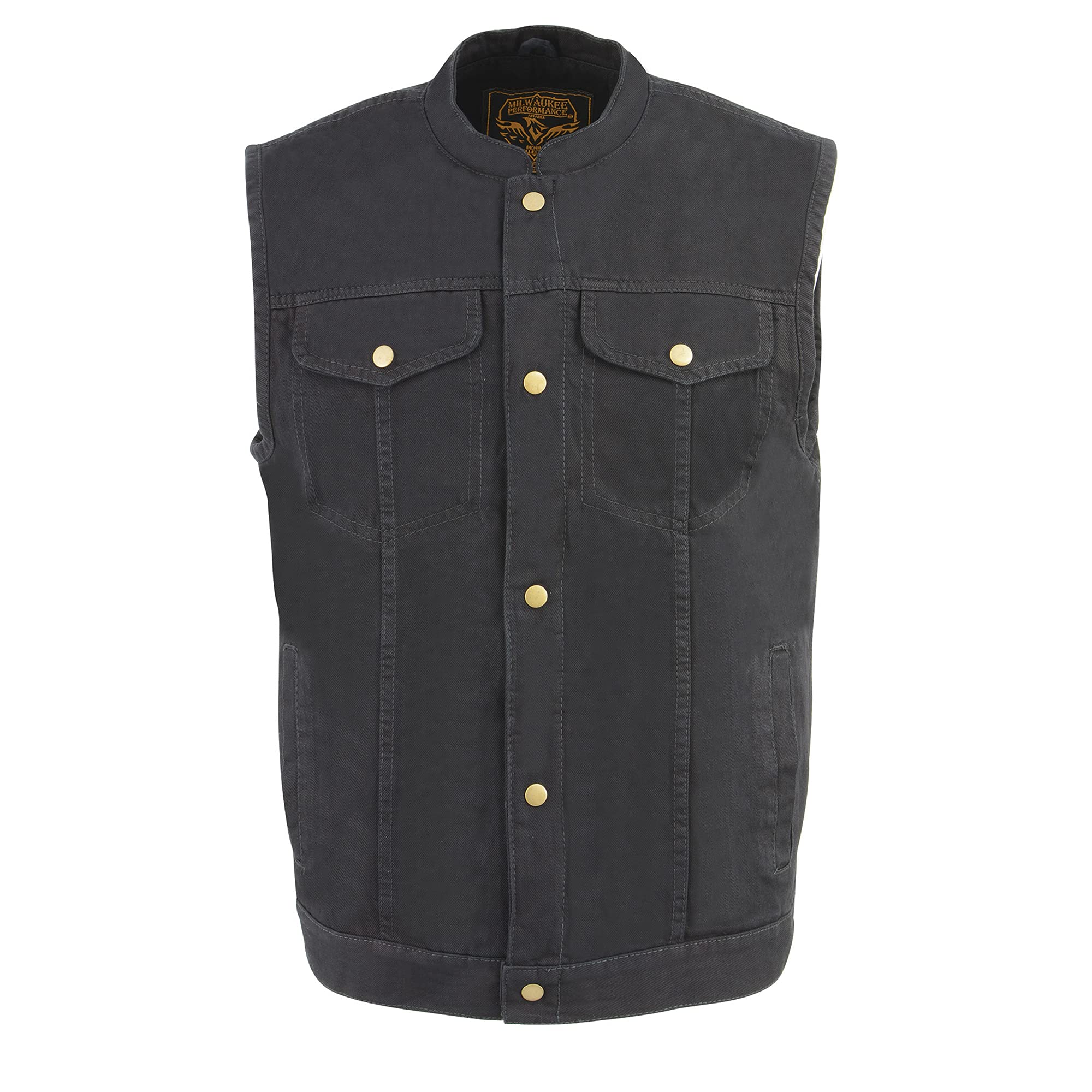 Milwaukee Leather Men'S Soa Anarchy Black Denim Textile Motorcycle Vest - Gun Pocket Inside (7X-Large)