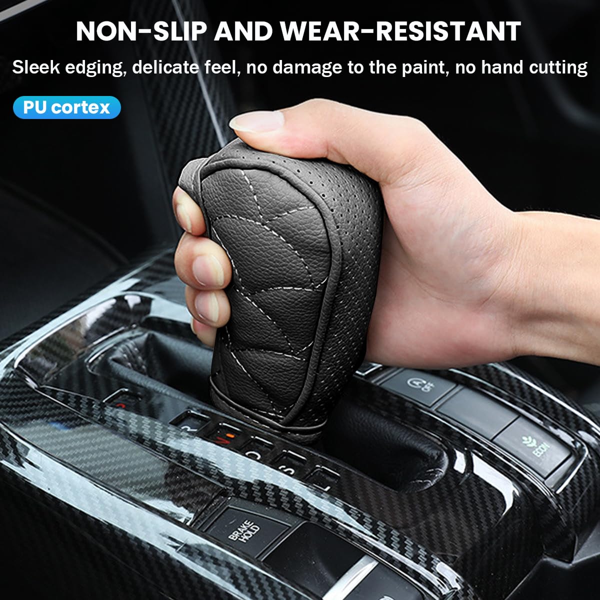 Bittwee Car Gear Shift Cover, Waterproof Pu Leather Manual/Automatic Automotive Gear Stick Shift Knob Rod Dust Cover Protector W