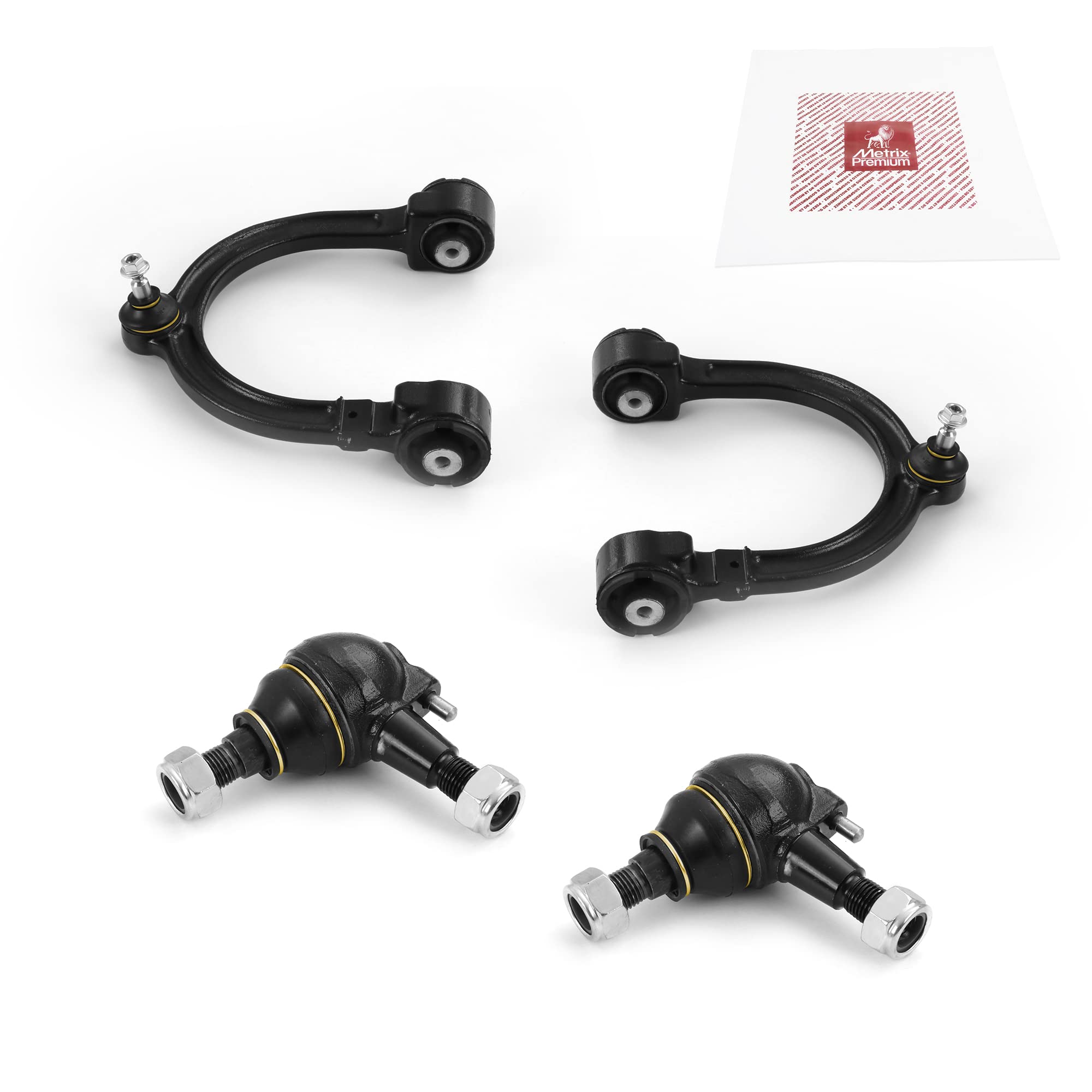 Metrix Premium Chassis Parts - 4 Pc Front L/R Upper Control Arm & Front Lower L/R Ball Joint Kit Fits Mercedes-Benz E500, E350,