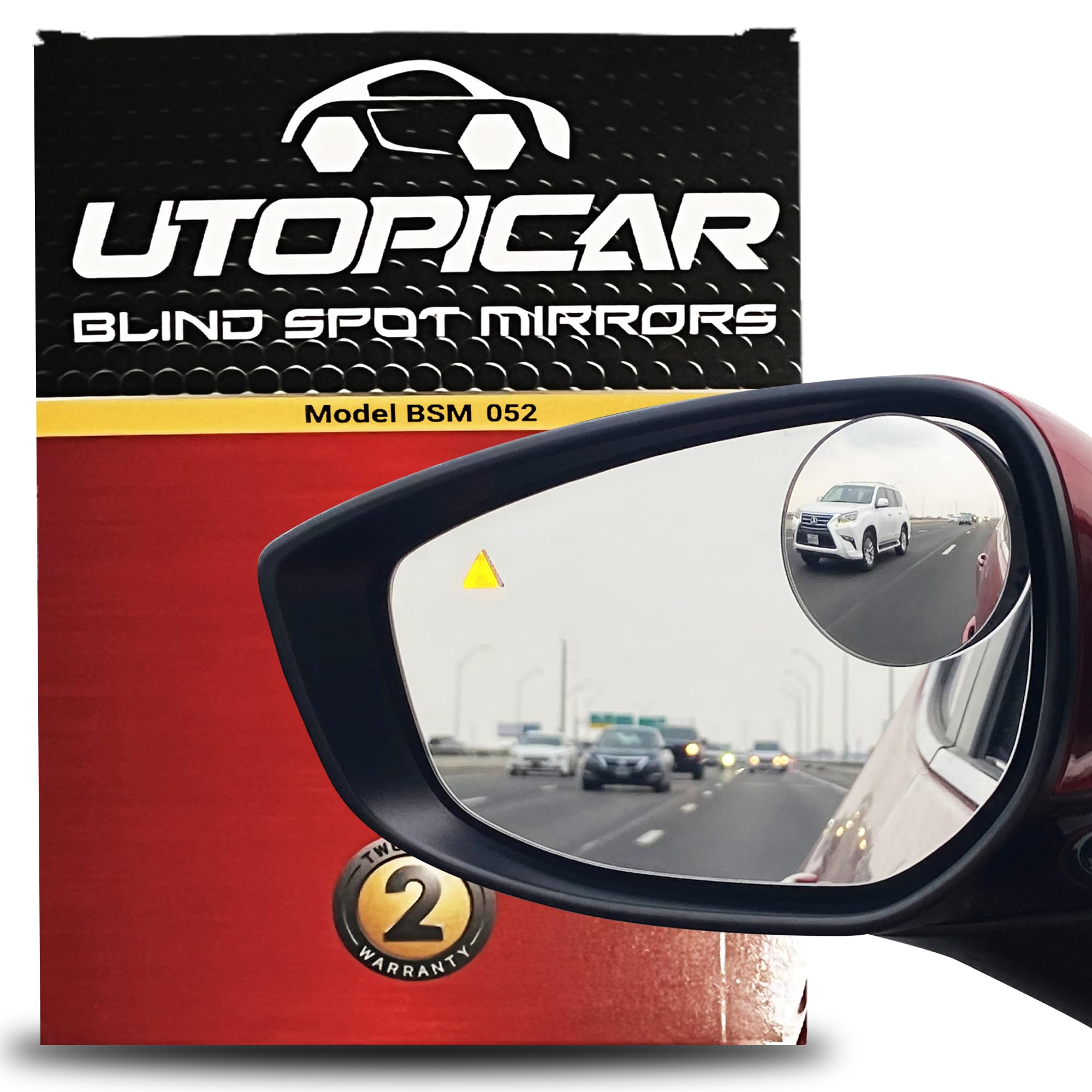 Utopicar 2.5" Convex Blind Spot Rear View Mirror - Glass, Mirror Finish, Model RRVWM319SILVER, 2 Pack