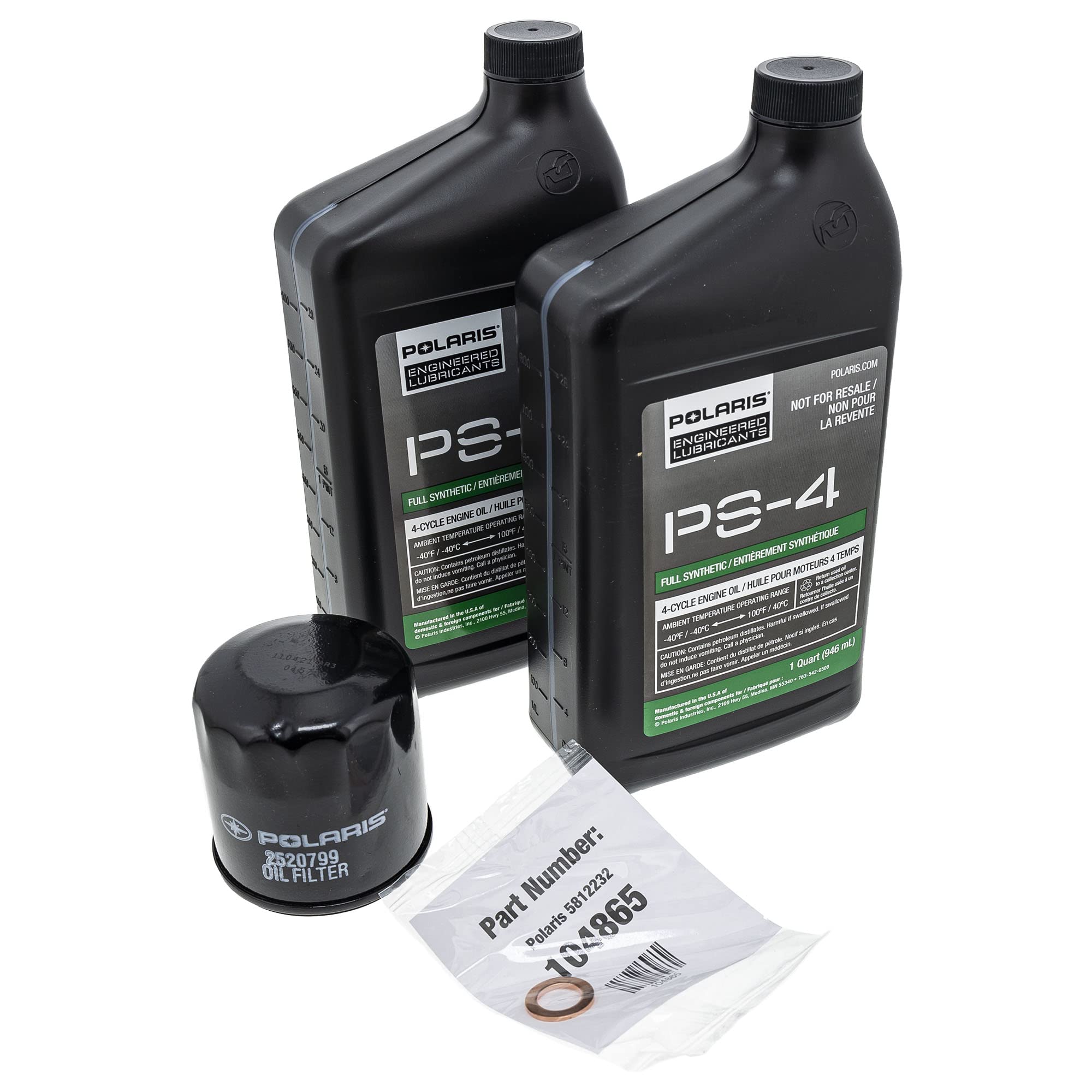 Polaris PS4 Oil Change Kit - 5W-50 Full Synthetic Oil, Includes Filter & Washer, Compatible with RANGER, Sportsman, Scrambler Models