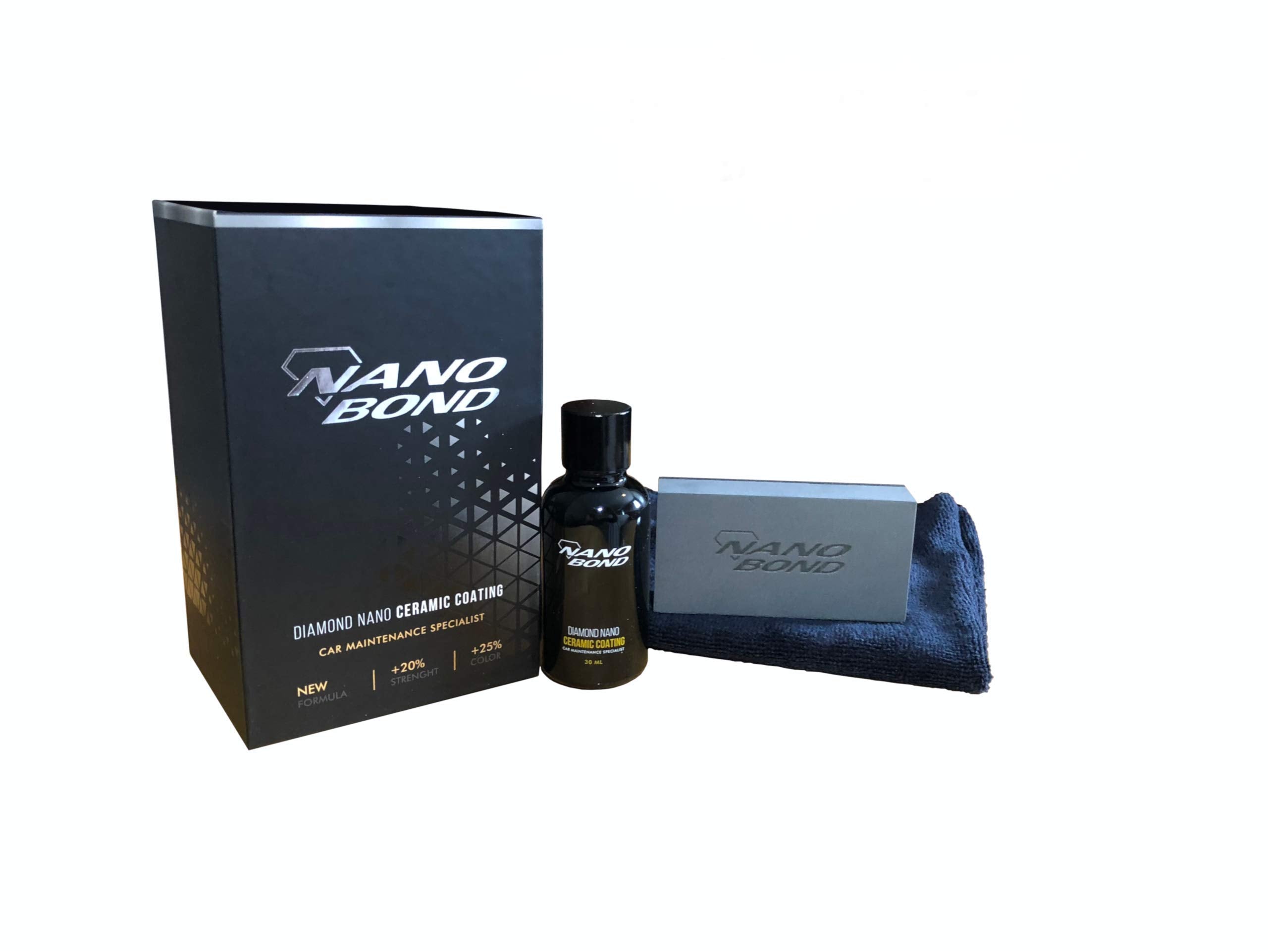 Nano Bond Ceramic Coating 9H Pro, Car, Plastic, Glass, And Wheel Exterior Care Product Kit, Hydrophobic, Long Lasting Professional Care, High Gloss Paint Shine, Automotive Polishing With Sio2, 30Ml