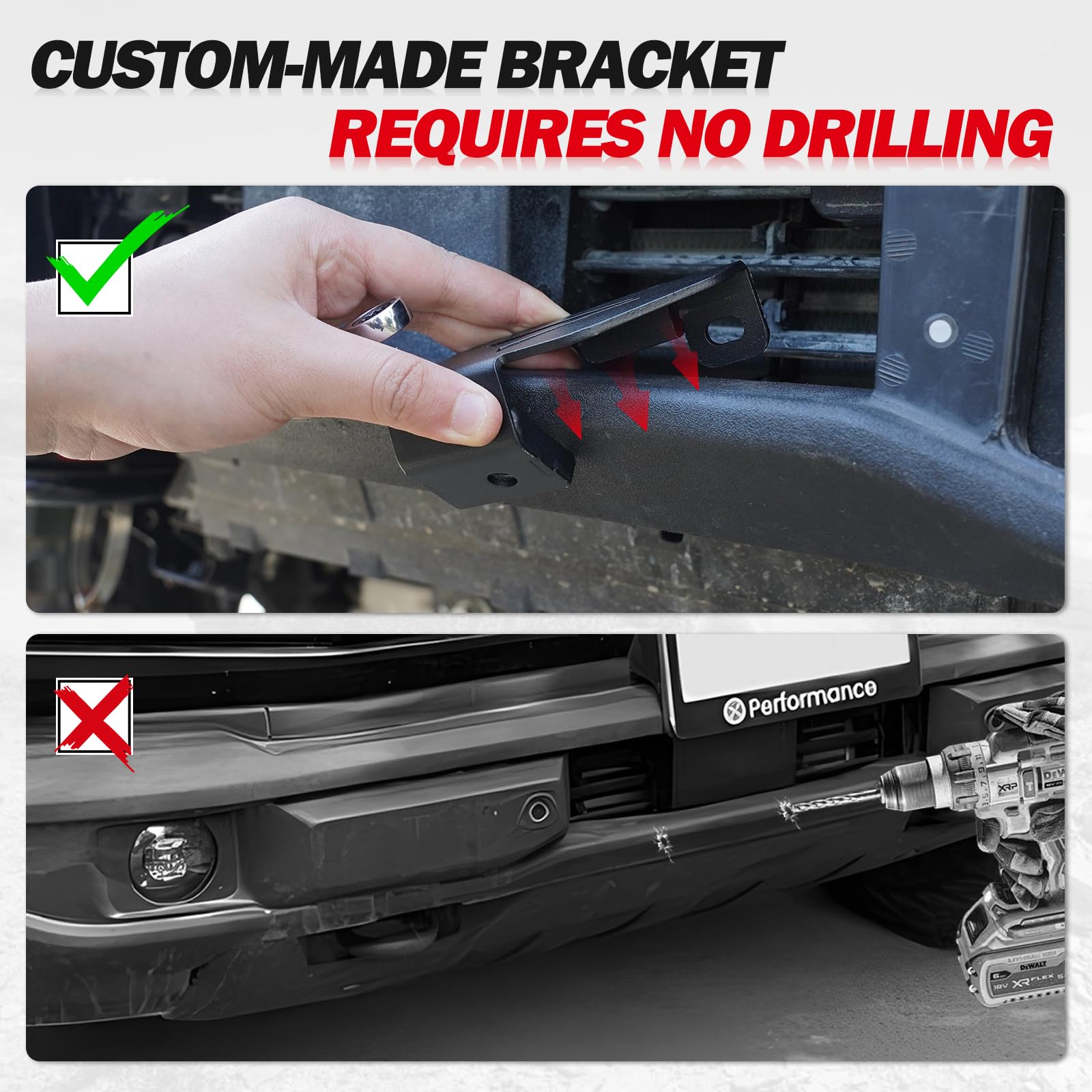 Mabett Front License Plate Bracket for Ford Bronco 2021-2025, No-Drill Aluminum Frame for Standard Plastic Bumper