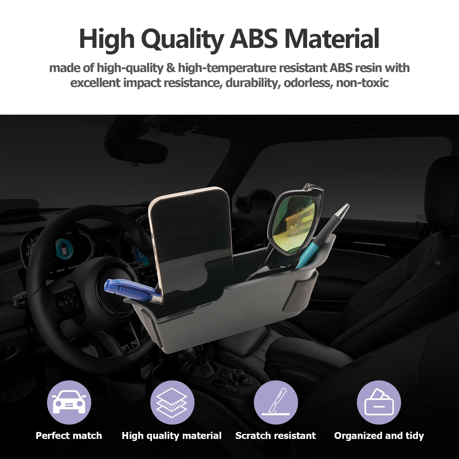 for 2023 2024 Mini Cooper F56 Organizer Mini Cooper F56 Front Door Side Storage Box Door Side Organizer Grab Tray 2015-2024 Mini