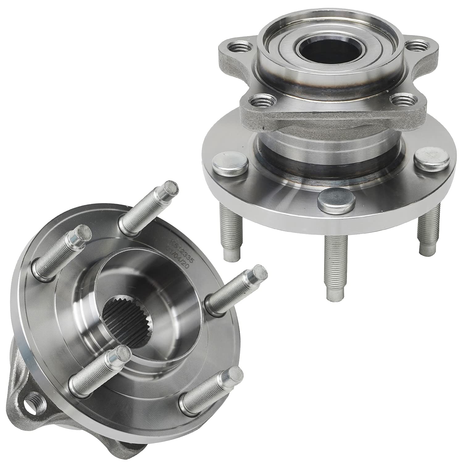 Detroit Axle - AWD Pair Rear Wheel Bearing and Hubs Assembly for 2007-2010 Ford Edge, 2007-2010 Lincoln MKX 5 Lug Non-ABS