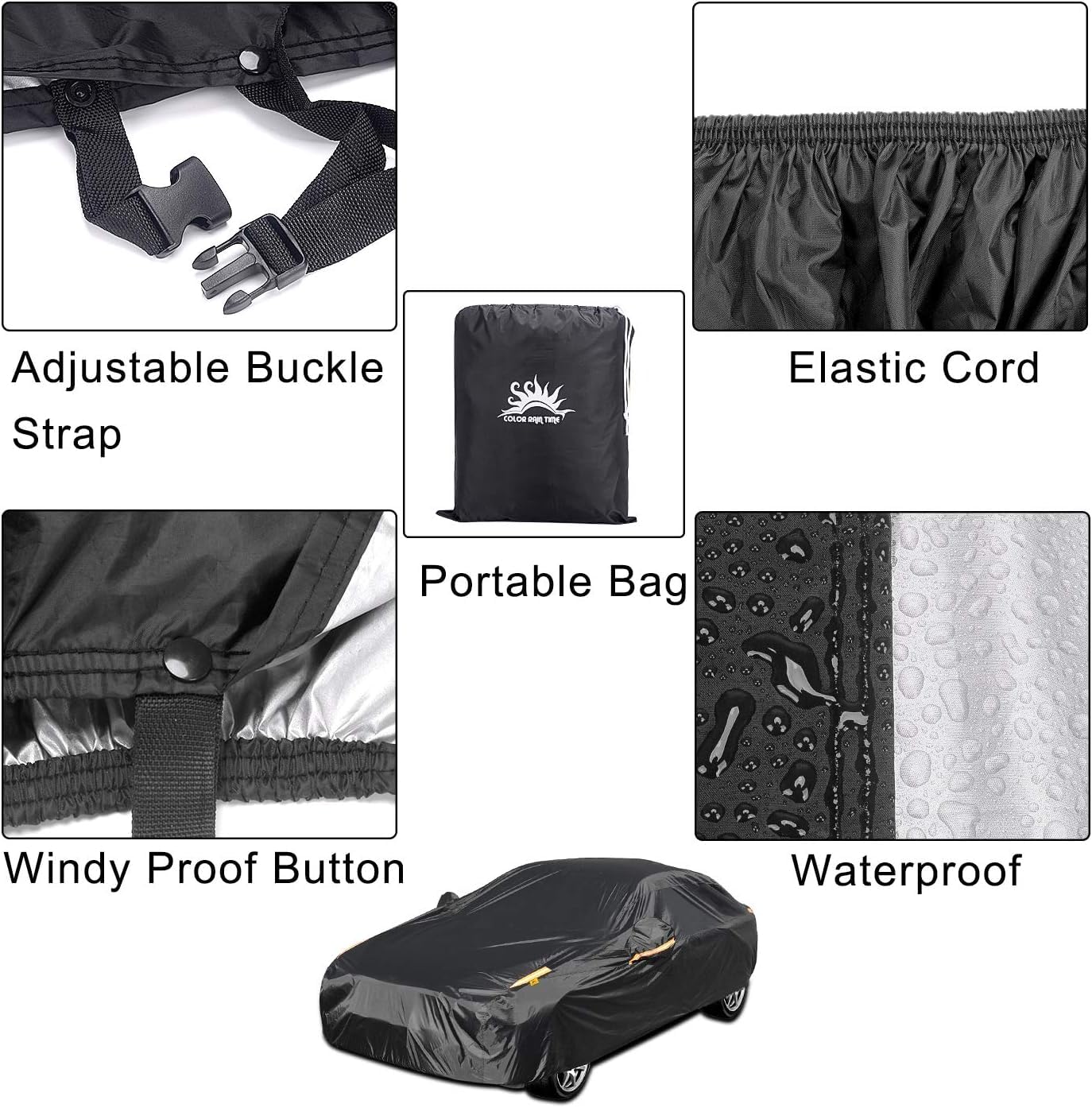 Color Rain Time Uv Protection Car Cover Windproof Dustproof Scratch Resistant Outdoor Universal Full Car Covers For Hatchback 2S