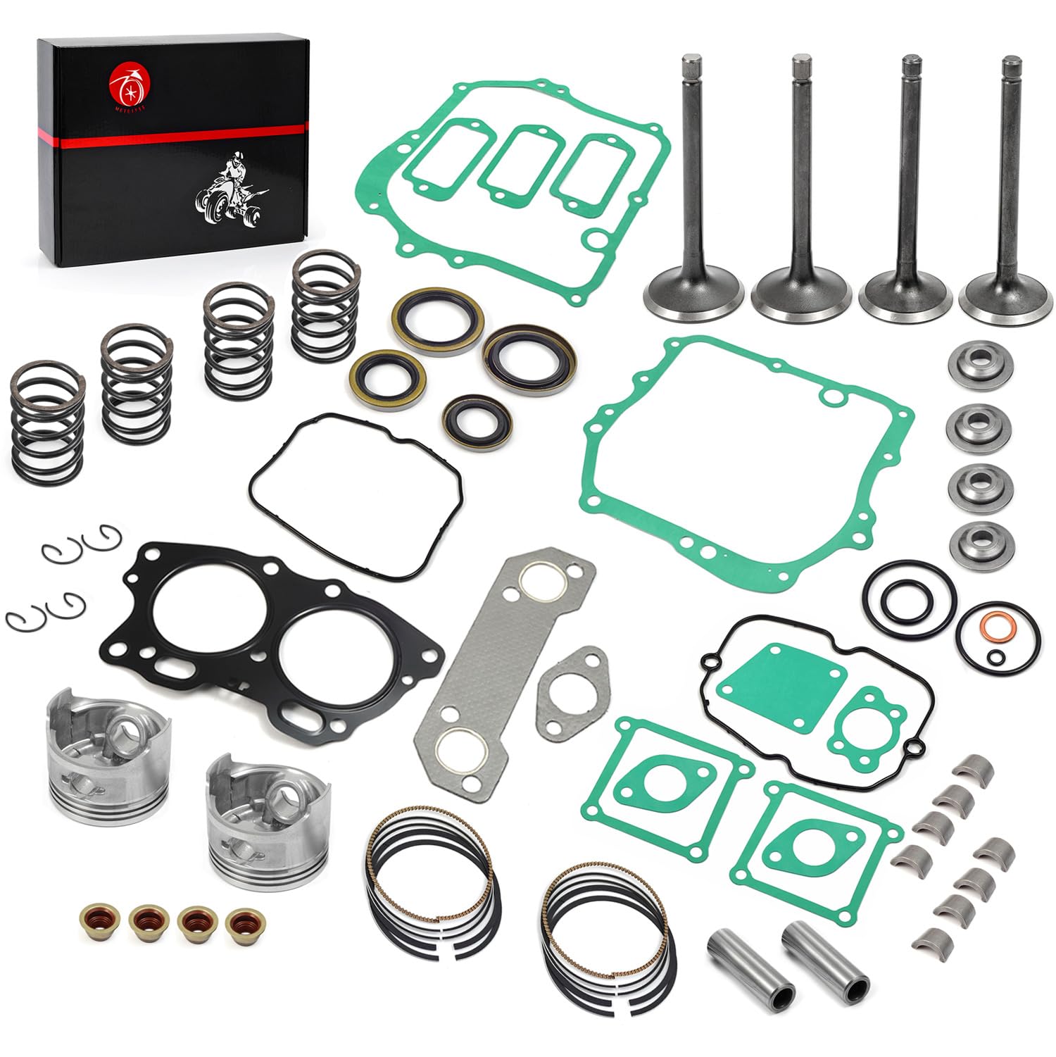 MOTO1988 Top End Rebuild Kit for EZGO Fuji Robin 295cc Golf Cart - Piston, Rings, Gaskets, Valves, Model MOTO1988