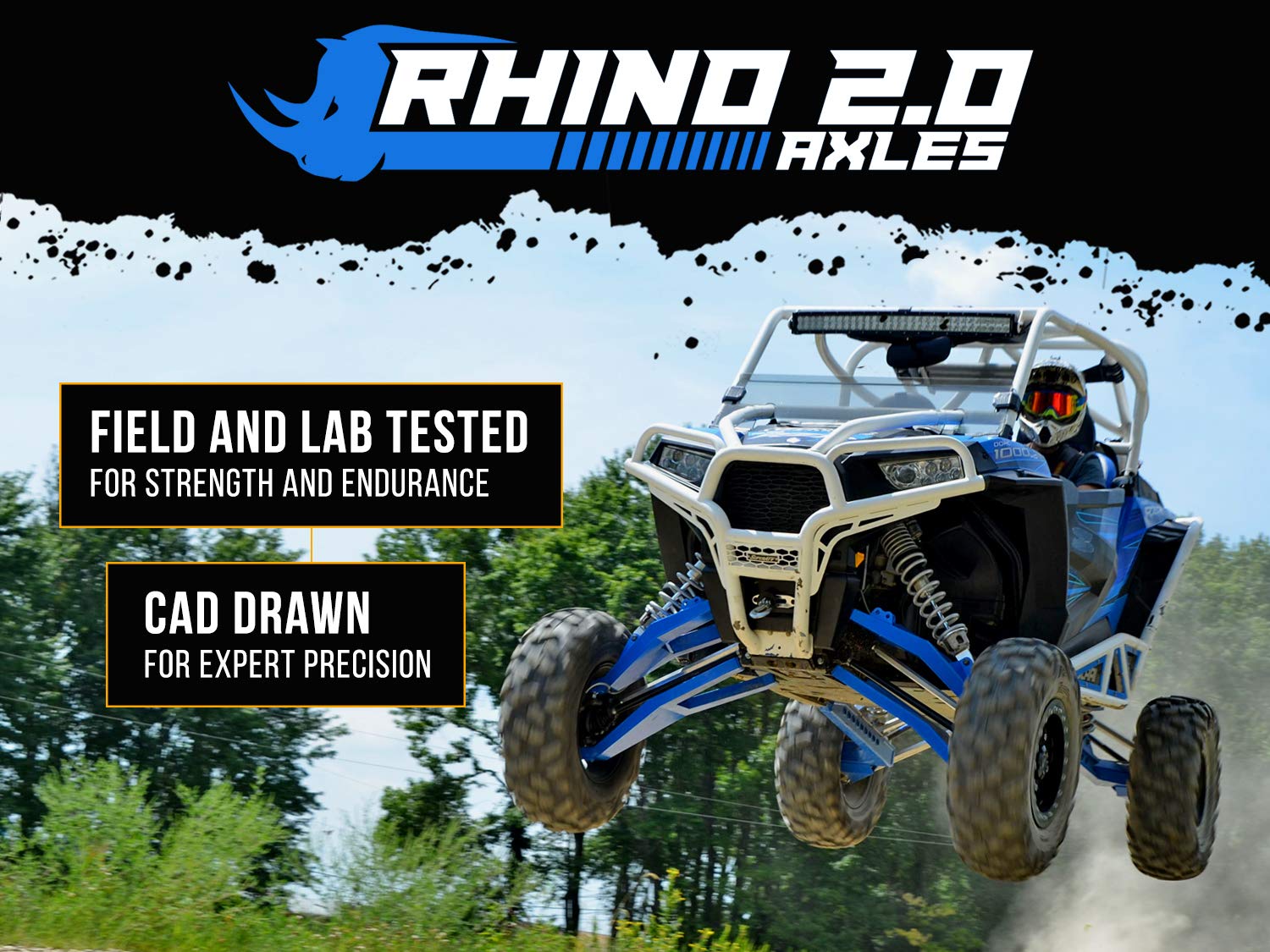 SuperATV Heavy Duty Rhino 2.0 Rear Axle for 2018-2021 Polaris RZR XP Turbo S / 2019-2021 XP 4 Turbo S | 1 Rear Axle | Made with