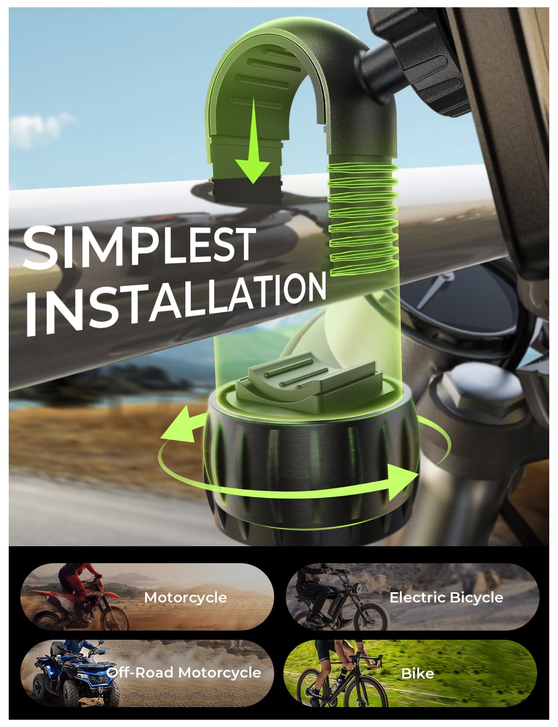 LISEN Bike Phone Holder - Ultra Stable Motorcycle Mount, Universal Size, Upgrade-Blue, for iPhone/Samsung/Google Pixel