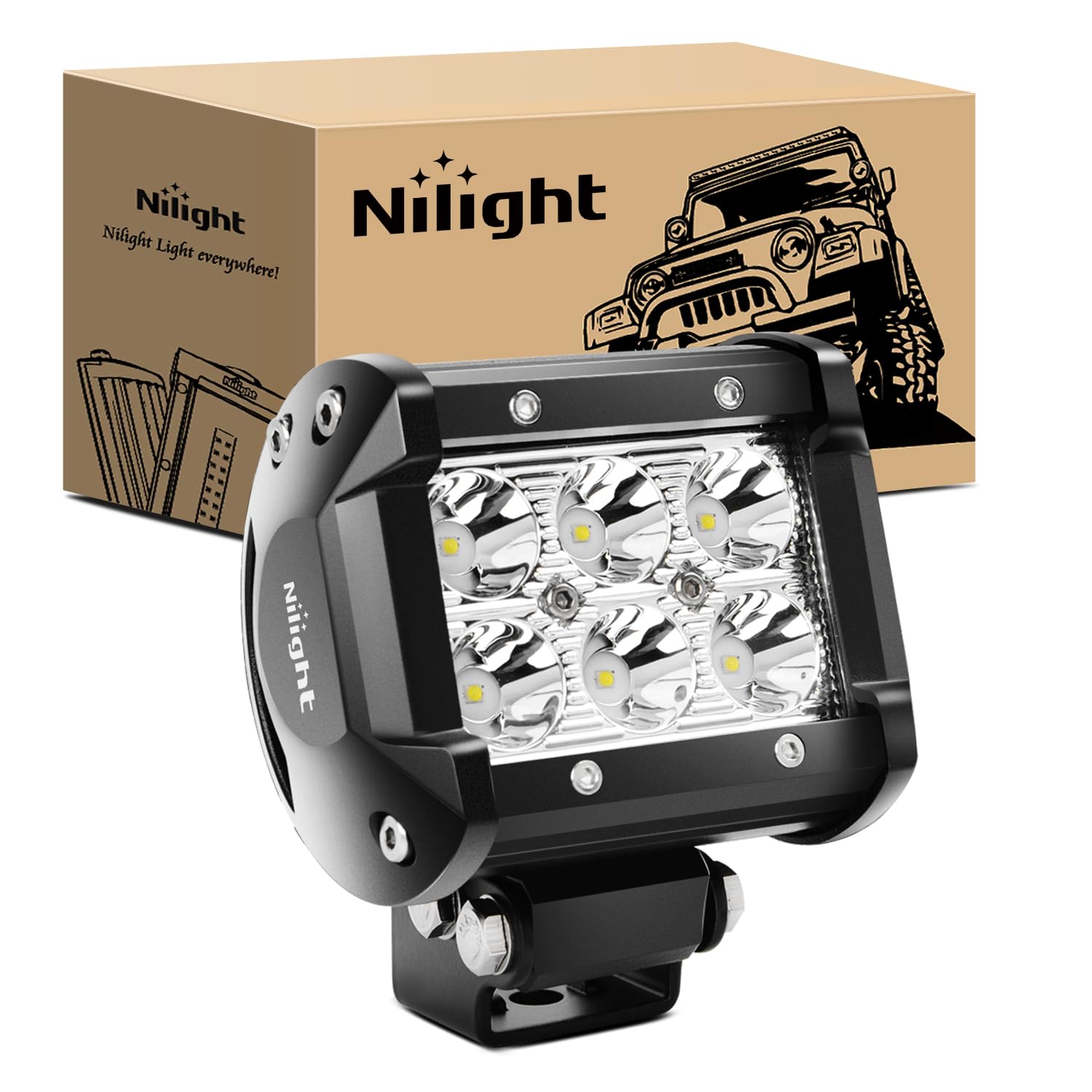 Nilight Led Pods 18W 1260Lm Spot Off Road Driving Fog Light Bar Work Lighting For Truck Tractor Pickup Boat Suv Atv Utv 4Wd Car