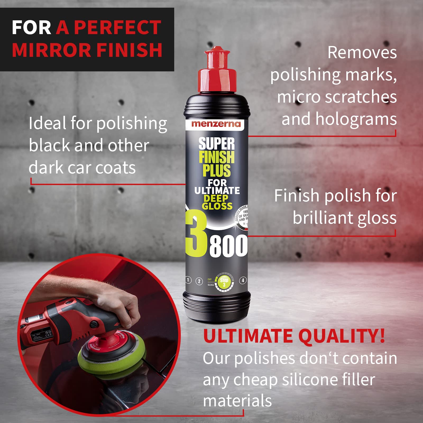 Menzerna Super Finish Plus 3800    I Deep Gloss Polish For A Perfect Mirror Finish I Polishing Compound For Micro Scratches & Ho