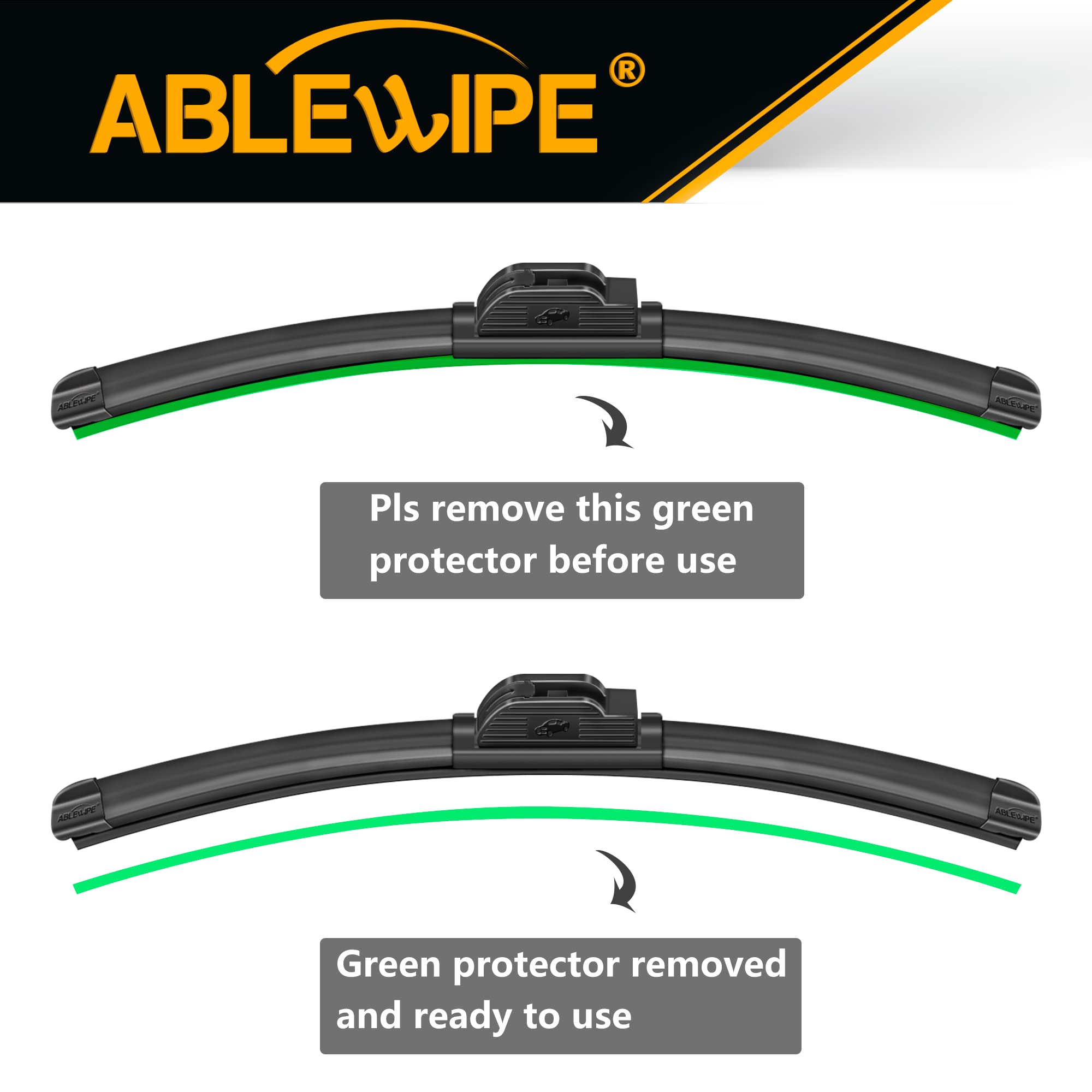 Ablewipe Windshield Wiper Baldes, 20'' + 21'' Front Window Wiper Blades Model: 18O13B (Set Of 2)