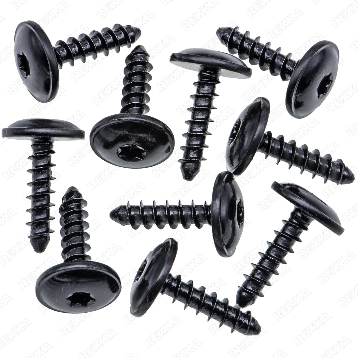 Rexka 10pcs M5-2.12 x 19mm T25 Torx Fender Liner Splash Guard Under Cover License Bracket Truss Head Tapping Screw Bolt Compatib