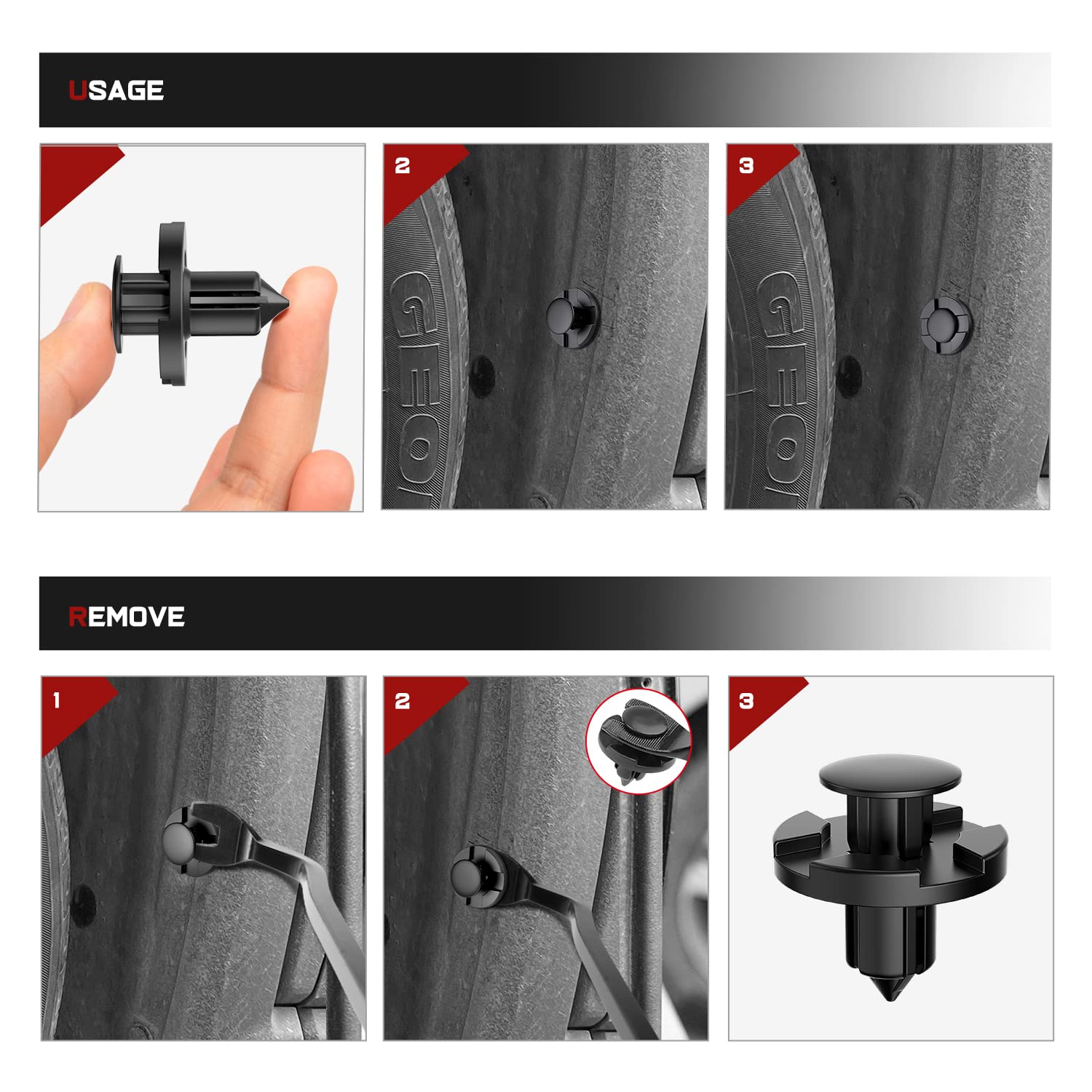 Nilight 100Pcs Nylon Bumper Rivet Fender Clips Oem Replaces Nissan: 01553-093210 8Mm,1Pc Bonus Fastener Remover
