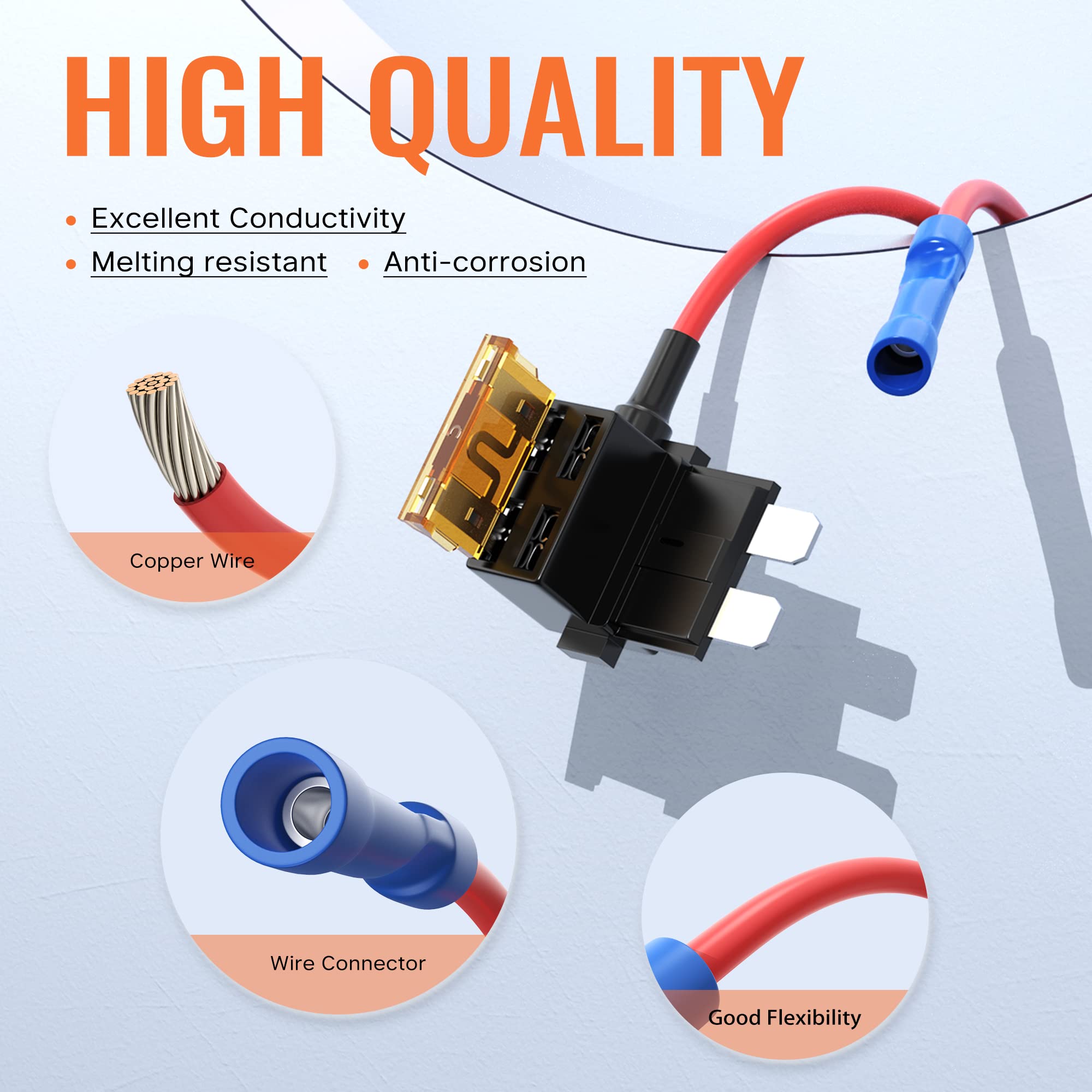 RVBOATPAT 16pcs Low Profile Mini Micro2 Fuse Taps Automotive Car Add a Circuit Fuse Kit 12V ATO ATC ATM APM Fuse Adapter Jumper