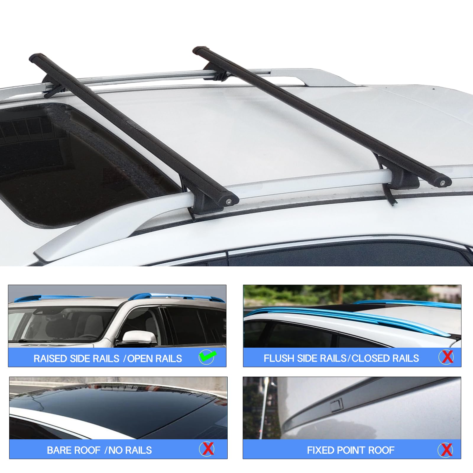 SYDSZ Car Roof Rack Cross Bars 53 inches, Universal Roof Rack Cross Bars, Thin Adjustable Aluminum Roof Rails with 220lbs Load C