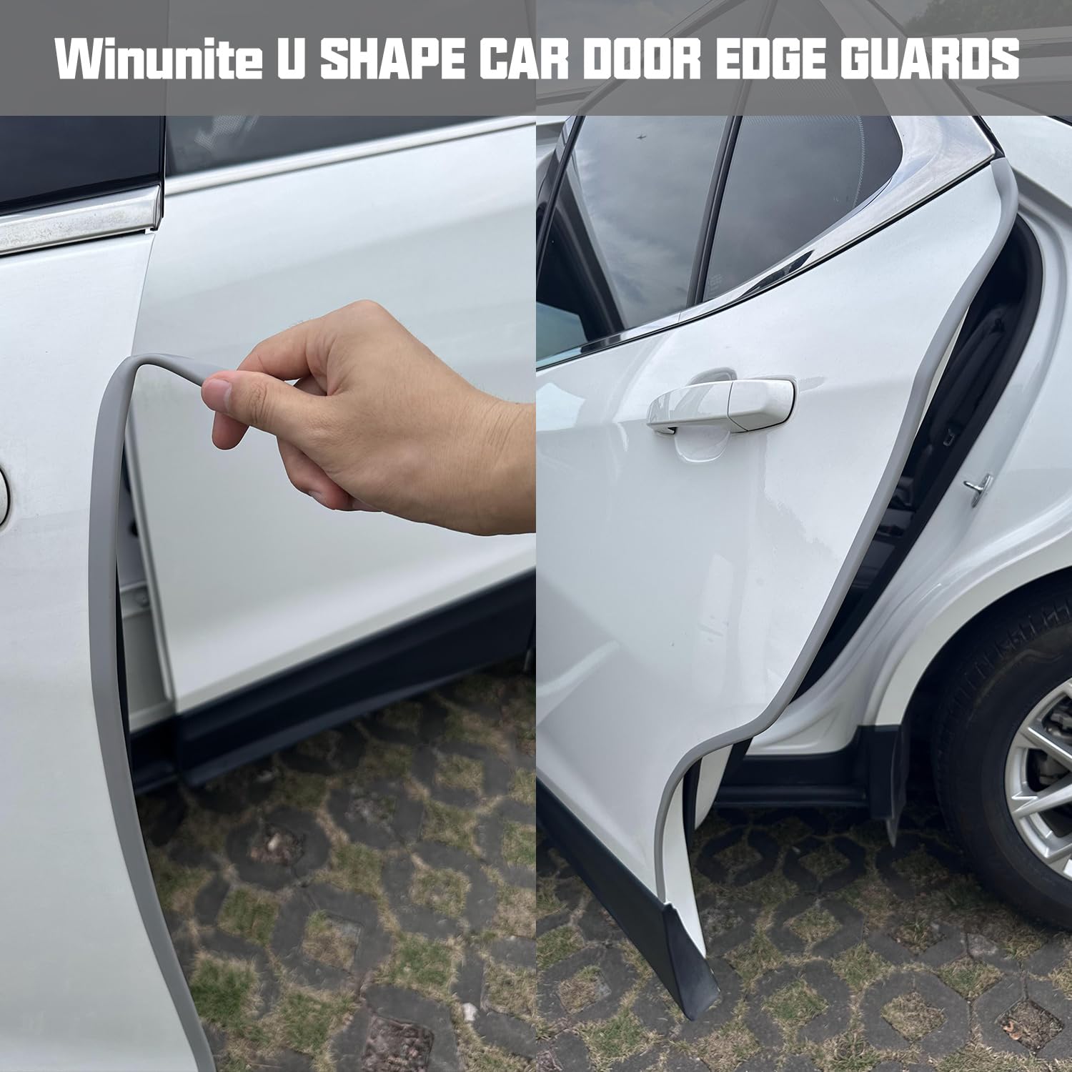 Winunite 32.8Ft(10M) Car Door Edge Guards Light Gray, Fit Most Vehicles, Self-Adhesive Pvc, Fade-Resistant, U-Shaped Automotive