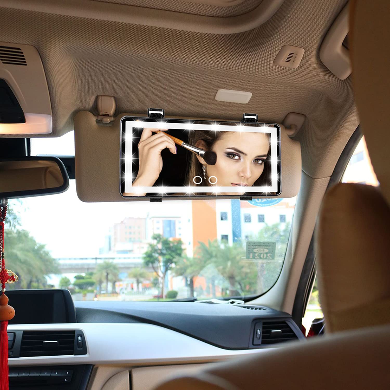 Car Visor LED Vanity Mirror, Rechargeable Car Makeup Mirror with LED Lights for Car Truck SUV Rear View Mirror Sun, Shading Cosm