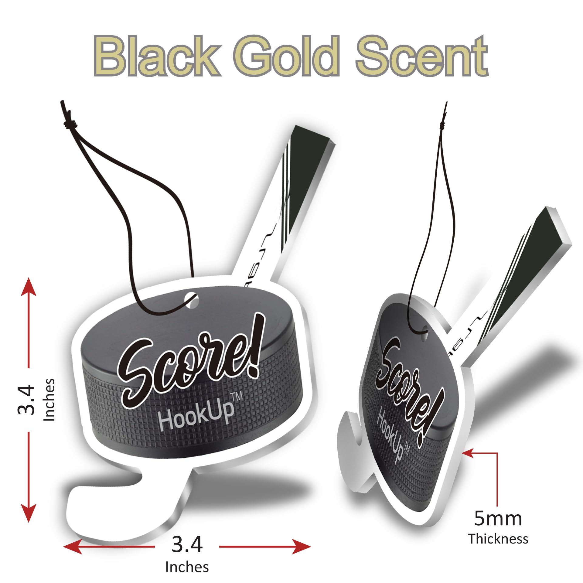 HookUp Hockey Car Air Freshener - 10 Pack, Extra Strong Black Gold Scent, Unique Gift for Players, Coaches & Fans