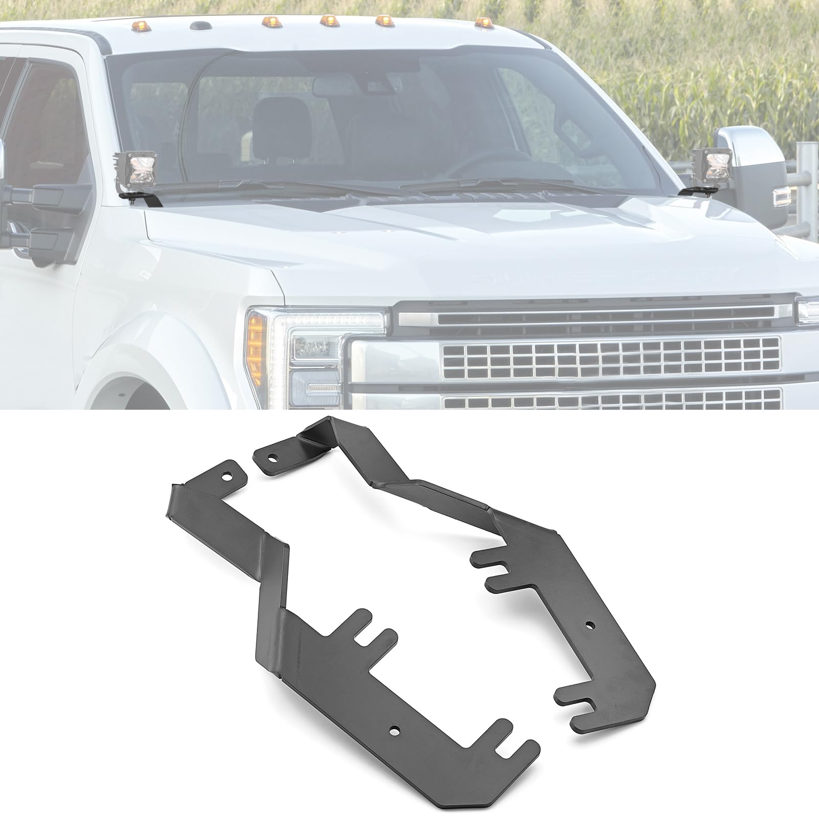 ROMELACK Hood Mount Brackets Ditch Light Pods Bracket Compatible with Ford F250 F350 F450 F550 Super Duty 2017-2022(No Drilling)