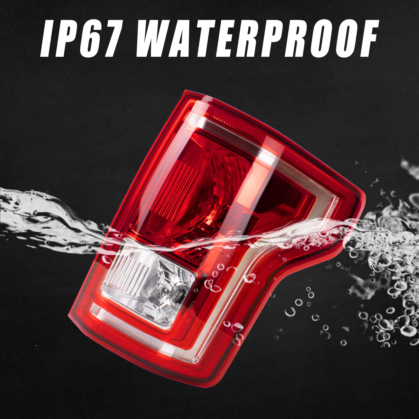 Boine Right Passenger Side Tail Light Compatible With 2015 2016 2017 Ford F150 F-150 Rear Light Brake Lamps - Bulb Included(Righ