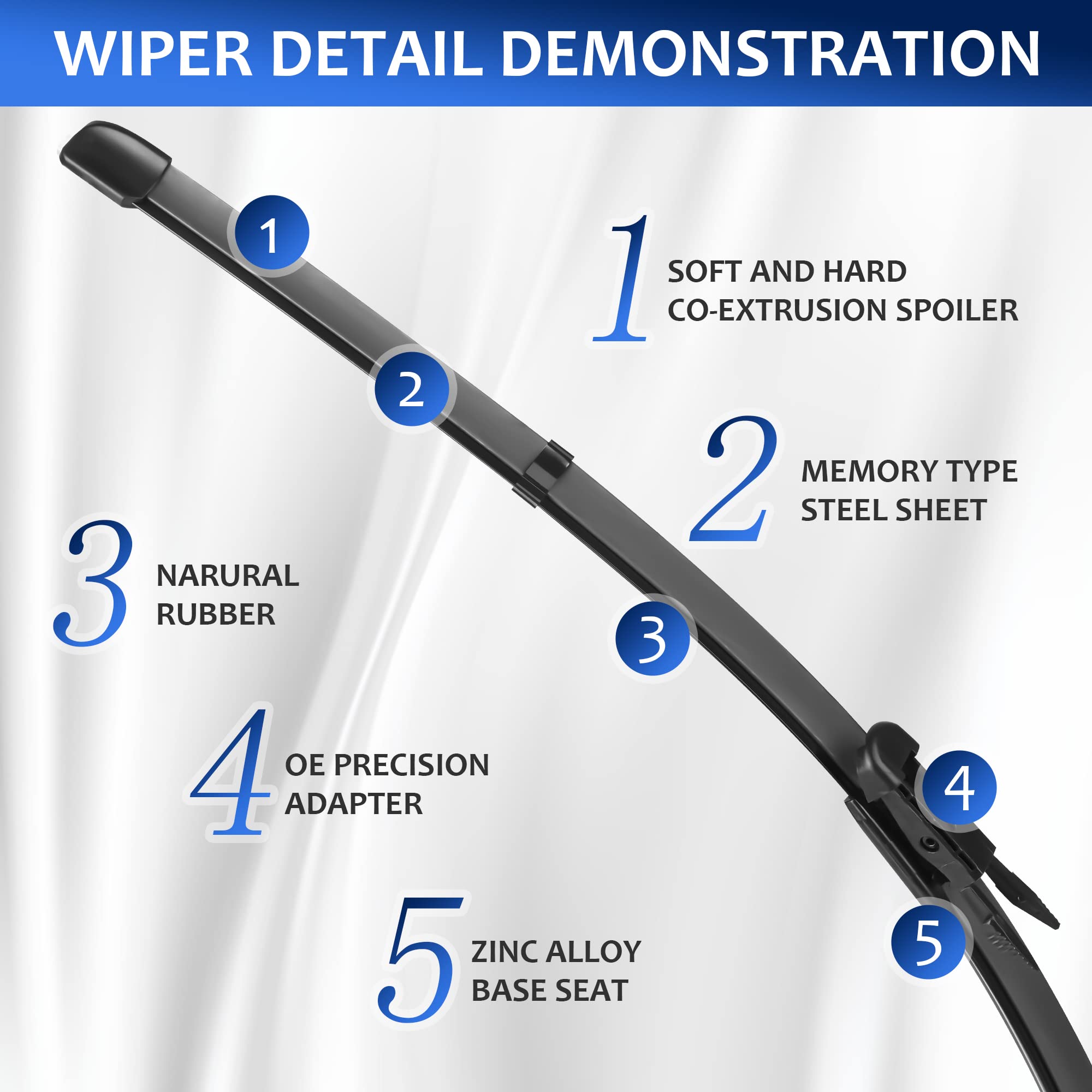 Windshield Wipers 22+22(Pinch Tab,Set Of 2)Replacement For Gmc Sierra 2008-2013, Gmc Yukon 2007-2013,Chevrolet Mercedes-Benz Cadillac Escalade 2007-2013 Cadillac Escalade Esv