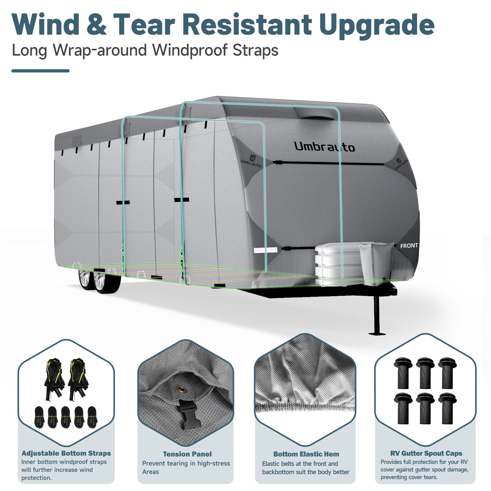 Umbrauto Rv Cover 18-20Ft: 7 Layers Travel Trailer Cover, Waterproof Camper Cover, Toy Hauler Cover With Tongue Jack Cover, Extr