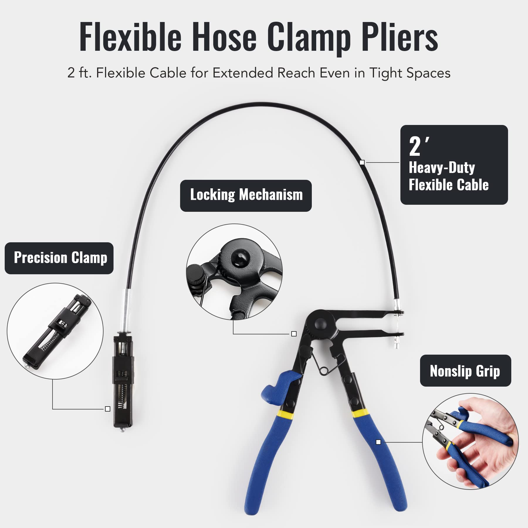 Orion Motor Tech 9pcs Hose Clamp Pliers Kit, Alloy Steel, Long Reach, Blue, Model FBA-GSQ0009