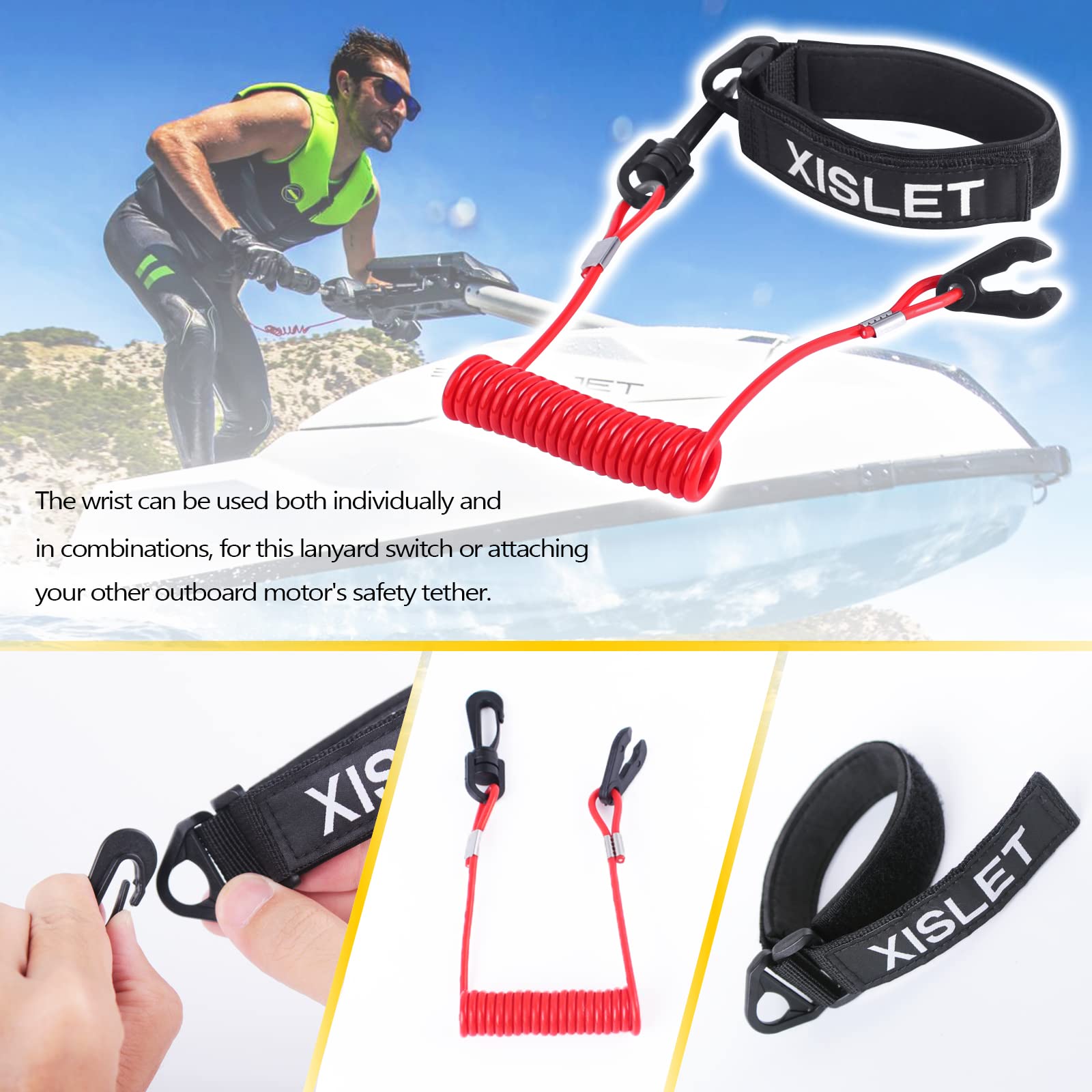 Xislet Lanyard Switch Compatible With Yamaha Jet Ski Waverunner Vx Cruiser Fx Engine Safety Stop Tether Replace Ew2-68348-00-00