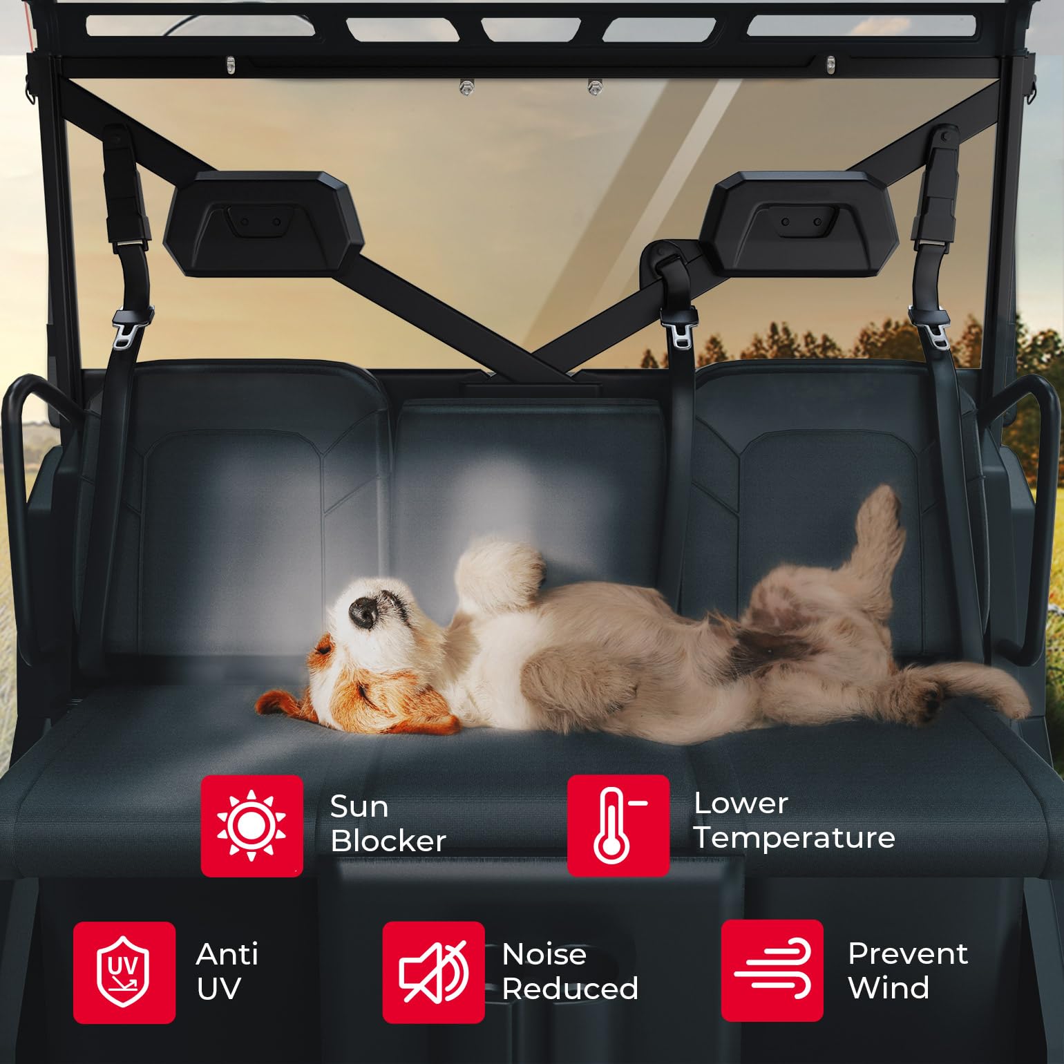 KEMIMOTO Tinted Rear Window for Polaris Ranger XP 1000/Crew 2017-2025, Polycarbonate, Model KM1B0110-02004SK